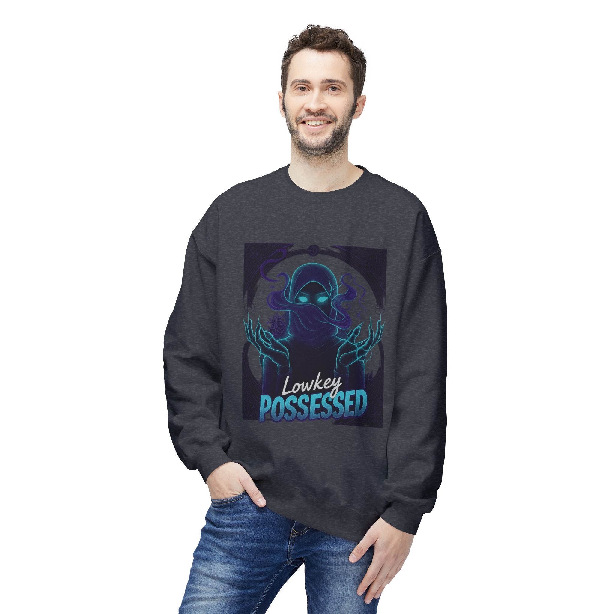 Lowkey Possessed 3 - Crewneck Unisex Sweatshirt - Cozy Halloween Apparel
