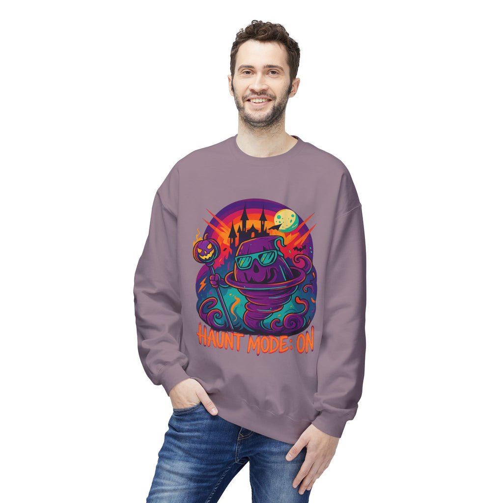Haunt Mode ON 4 - Crewneck Unisex Sweatshirt - Cozy Halloween Apparel