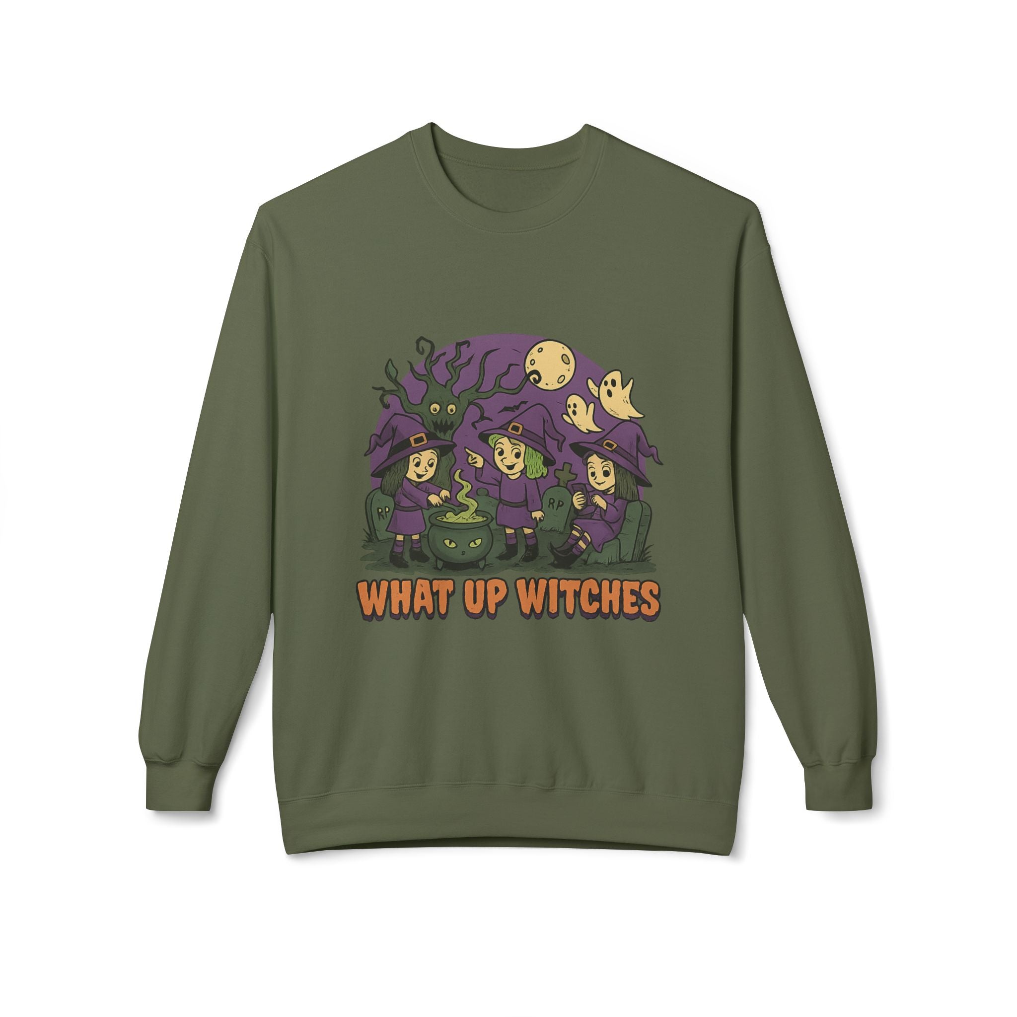 What Up Witches 2.2 - Crewneck Unisex Sweatshirt - Cozy Halloween Apparel