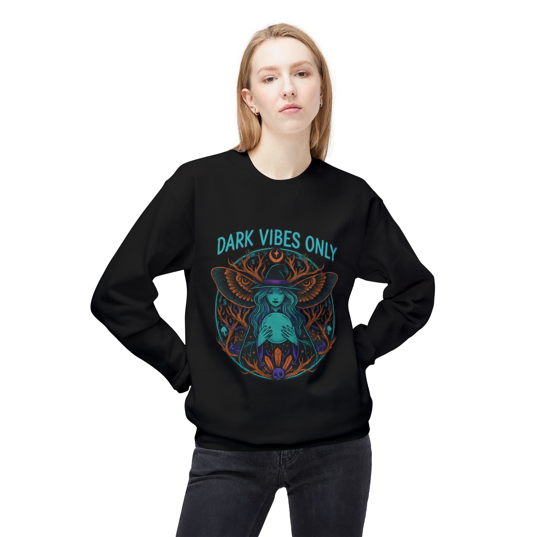 Dark Vibes Only 1 - Crewneck Unisex Sweatshirt - Cozy Halloween Apparel