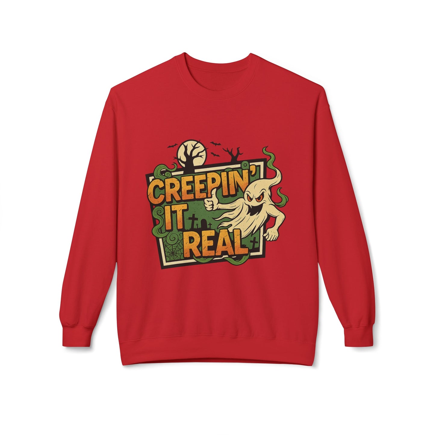 Creepin’ It Real 1- Crewneck Unisex Sweatshirt - Cozy Halloween Apparel