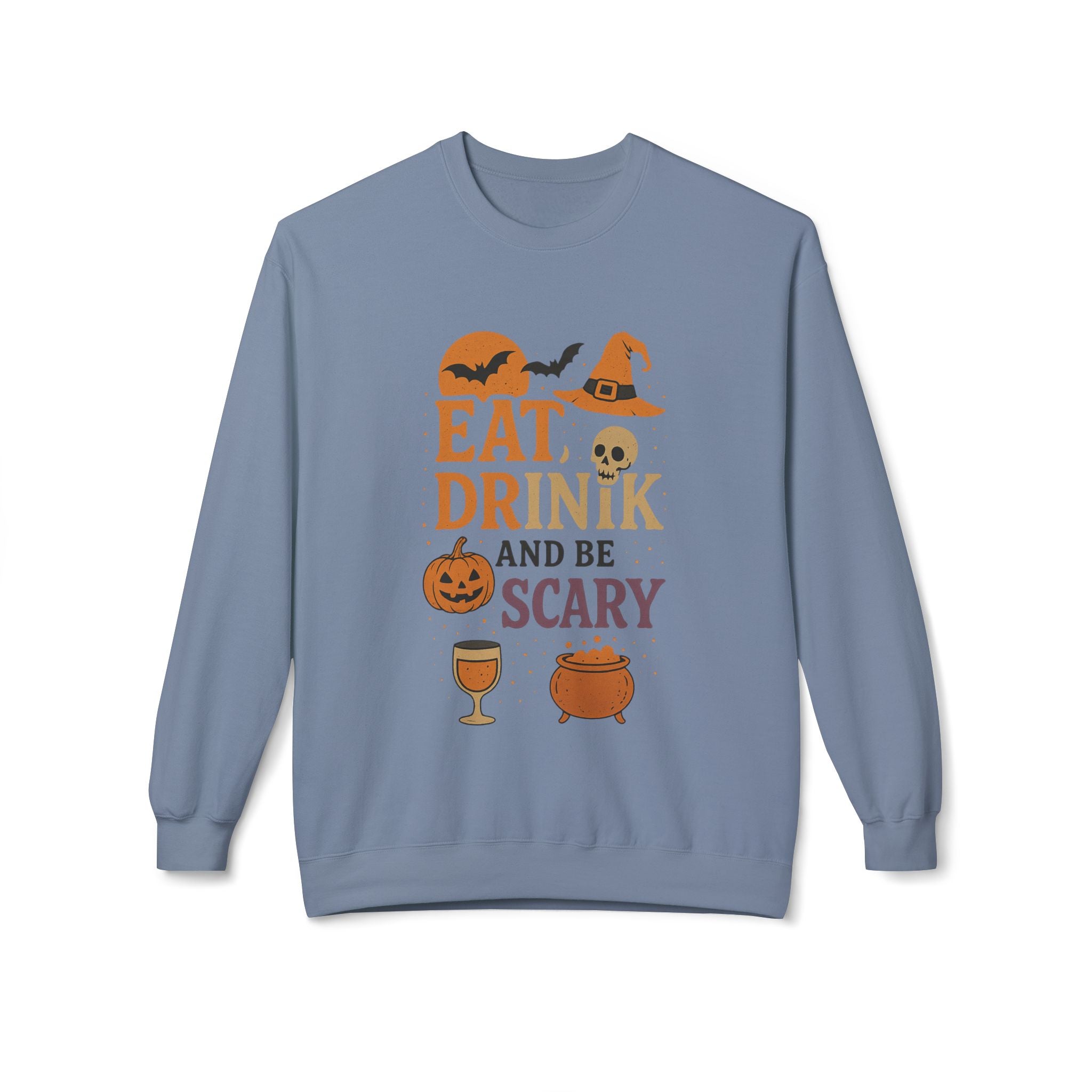 Eat, Drink, and Be Scary 1 - Crewneck Unisex Sweatshirt - Cozy Halloween Apparel