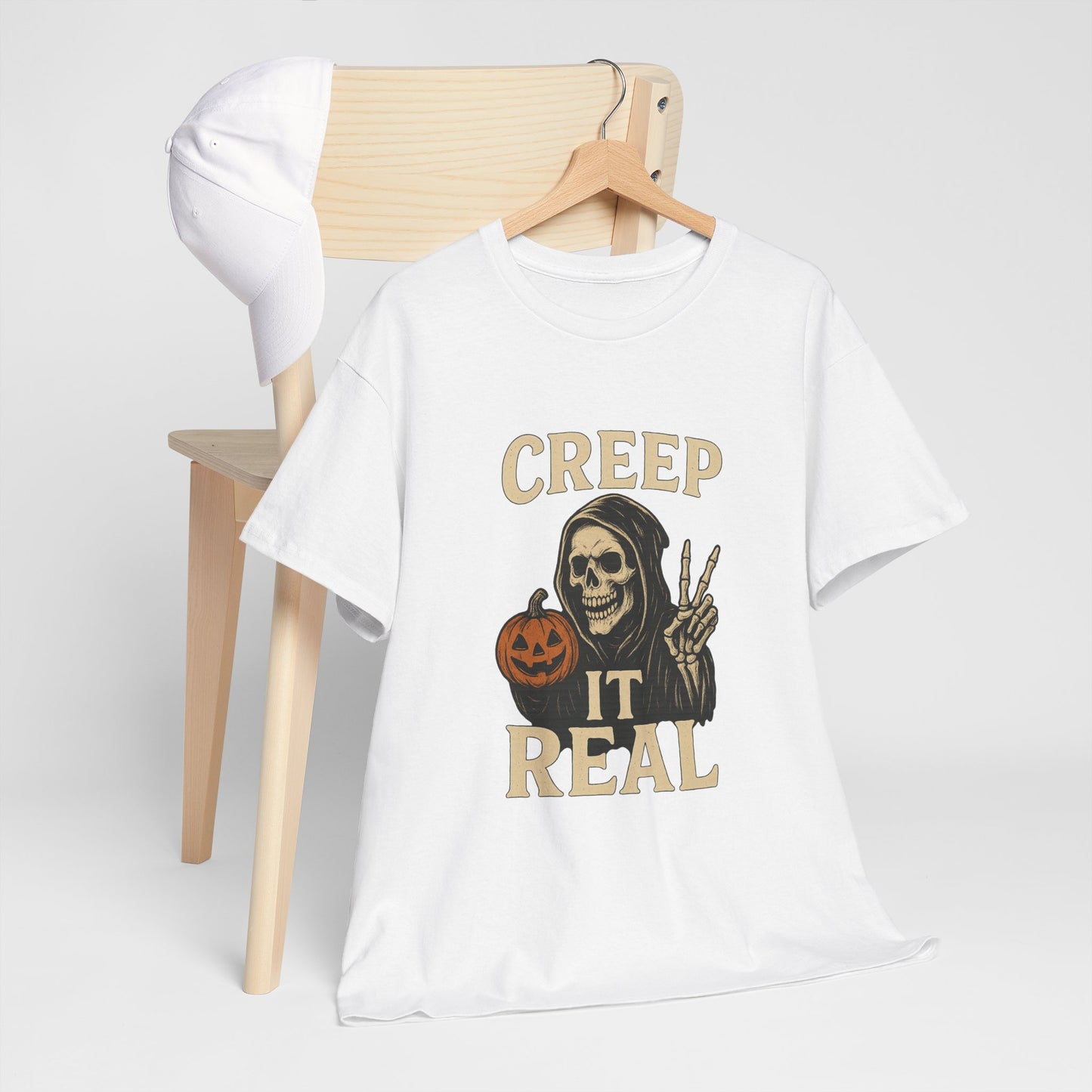 Creep It Real T-Shirt, Halloween Skull Graphic Tee, Unisex Cotton Shirt