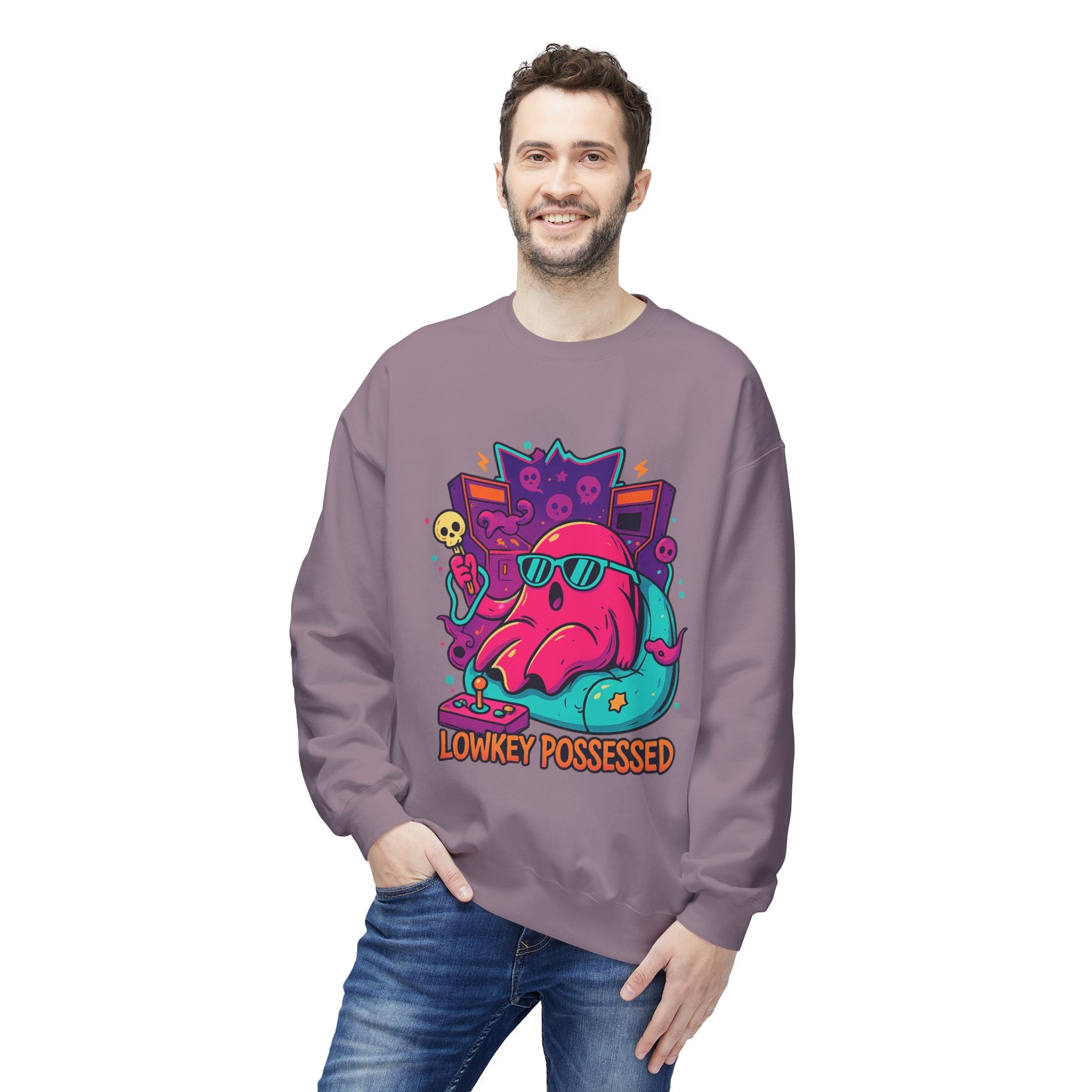 Lowkey Possessed 2 - Crewneck Unisex Sweatshirt - Cozy Halloween Apparel