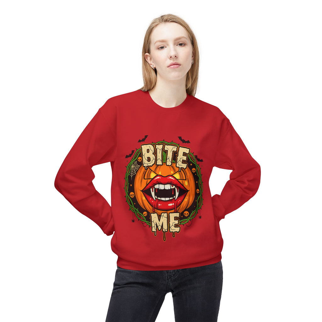 Bite Me 1 - Gothic Witch Crewneck Unisex Sweatshirt - Cozy Halloween Apparel