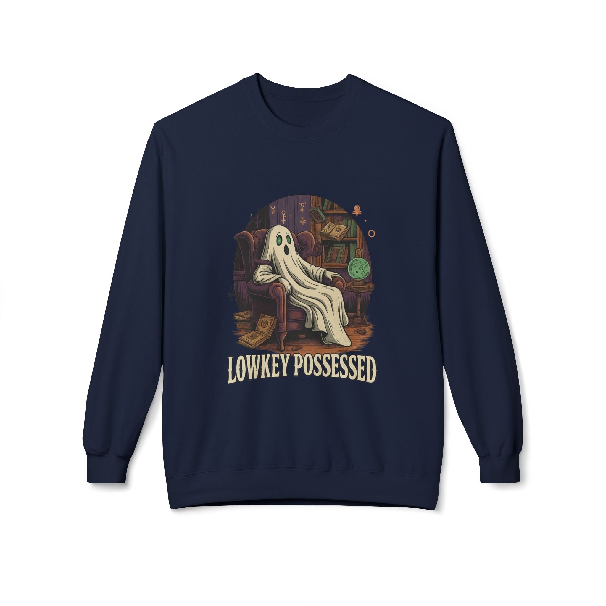 Lowkey Possessed 1 - Crewneck Unisex Sweatshirt - Cozy Halloween Apparel