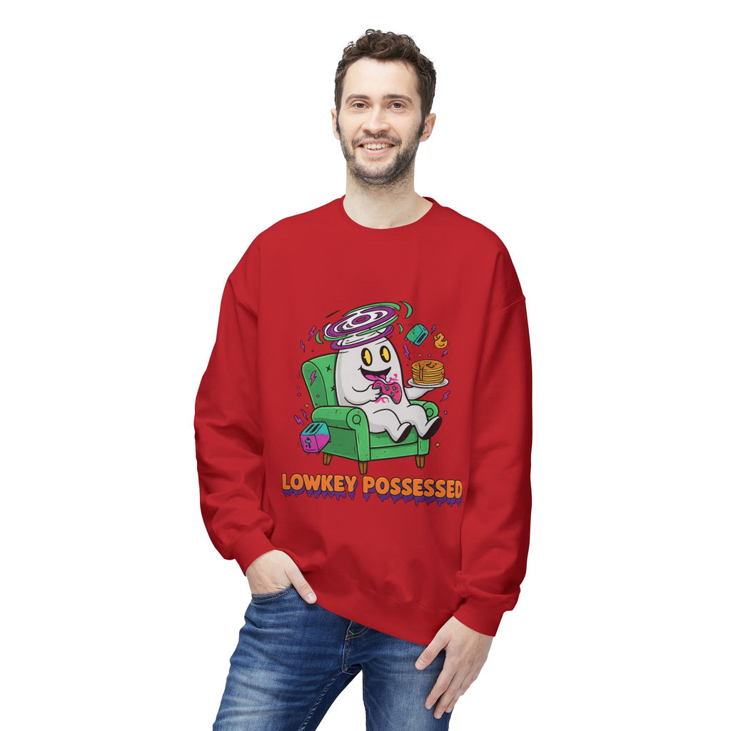 Lowkey Possessed 4 - Crewneck Unisex Sweatshirt - Cozy Halloween Apparel