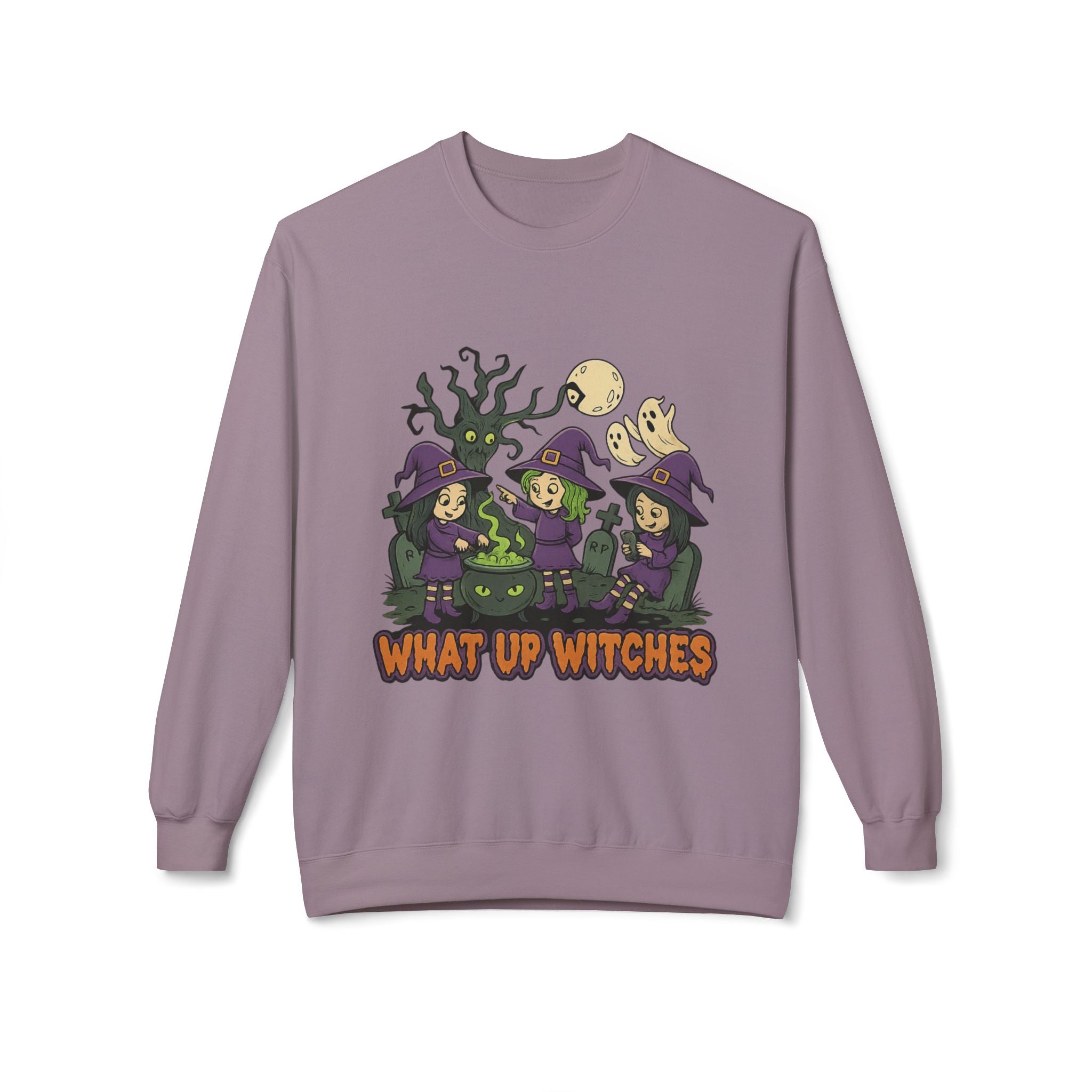 What Up Witches 2.1 - Crewneck Unisex Sweatshirt - Cozy Halloween Apparel