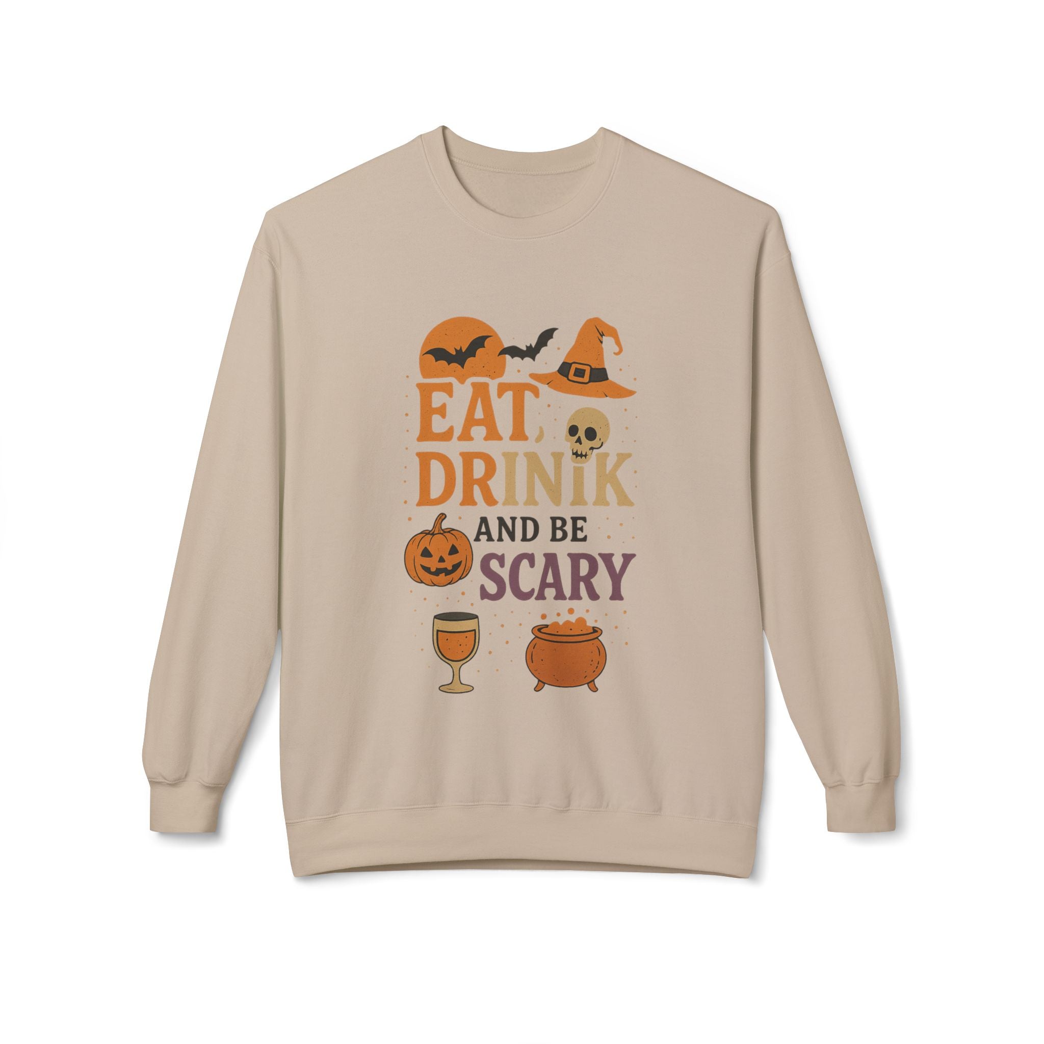 Eat, Drink, and Be Scary 1 - Crewneck Unisex Sweatshirt - Cozy Halloween Apparel