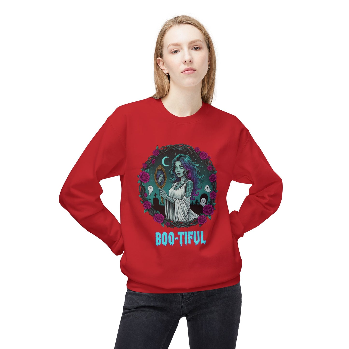 Boo-tiful 4.2- Gothic Witch Crewneck Unisex Sweatshirt - Cozy Halloween Apparel