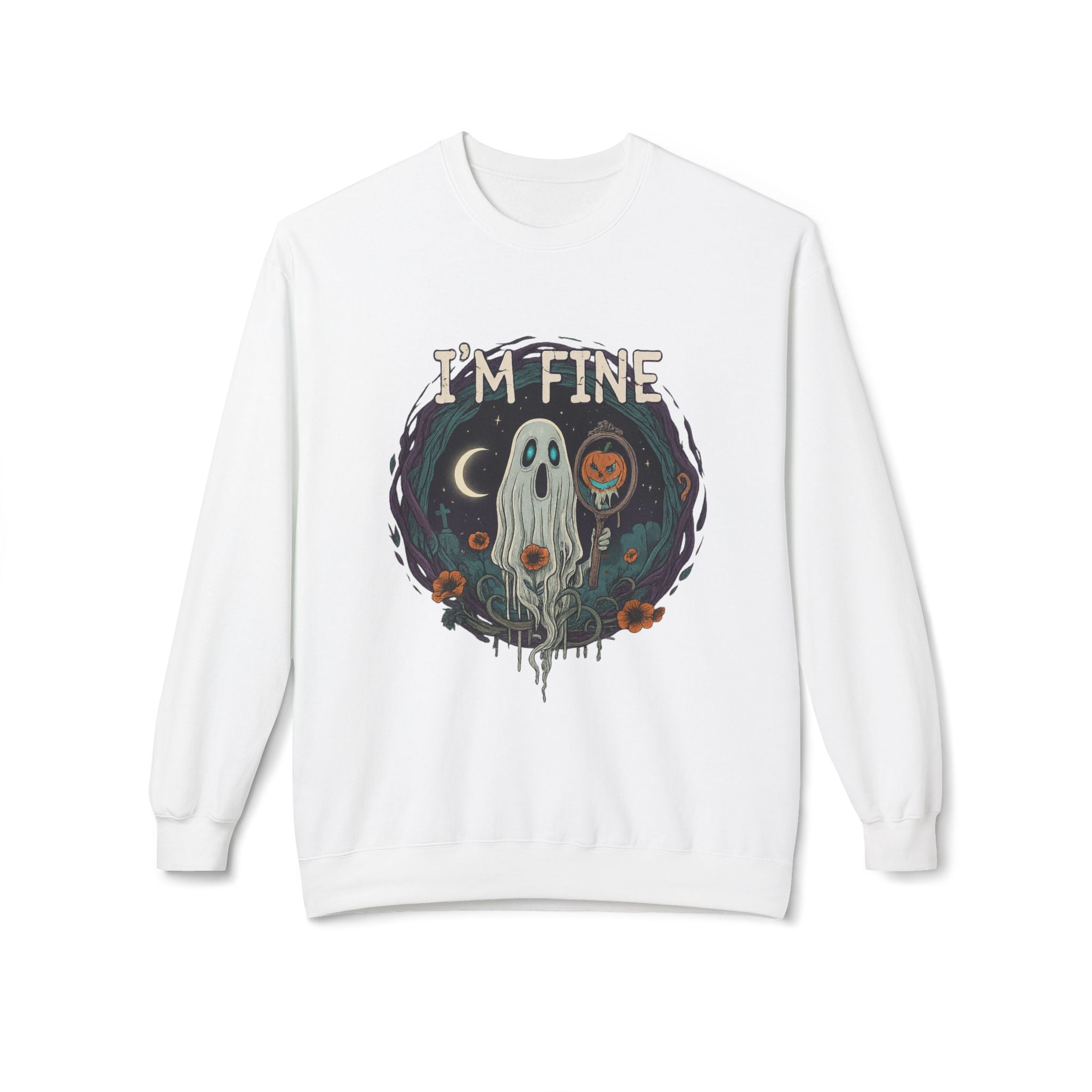I'm Fine 2 - Crewneck Unisex Sweatshirt - Cozy Halloween Apparel