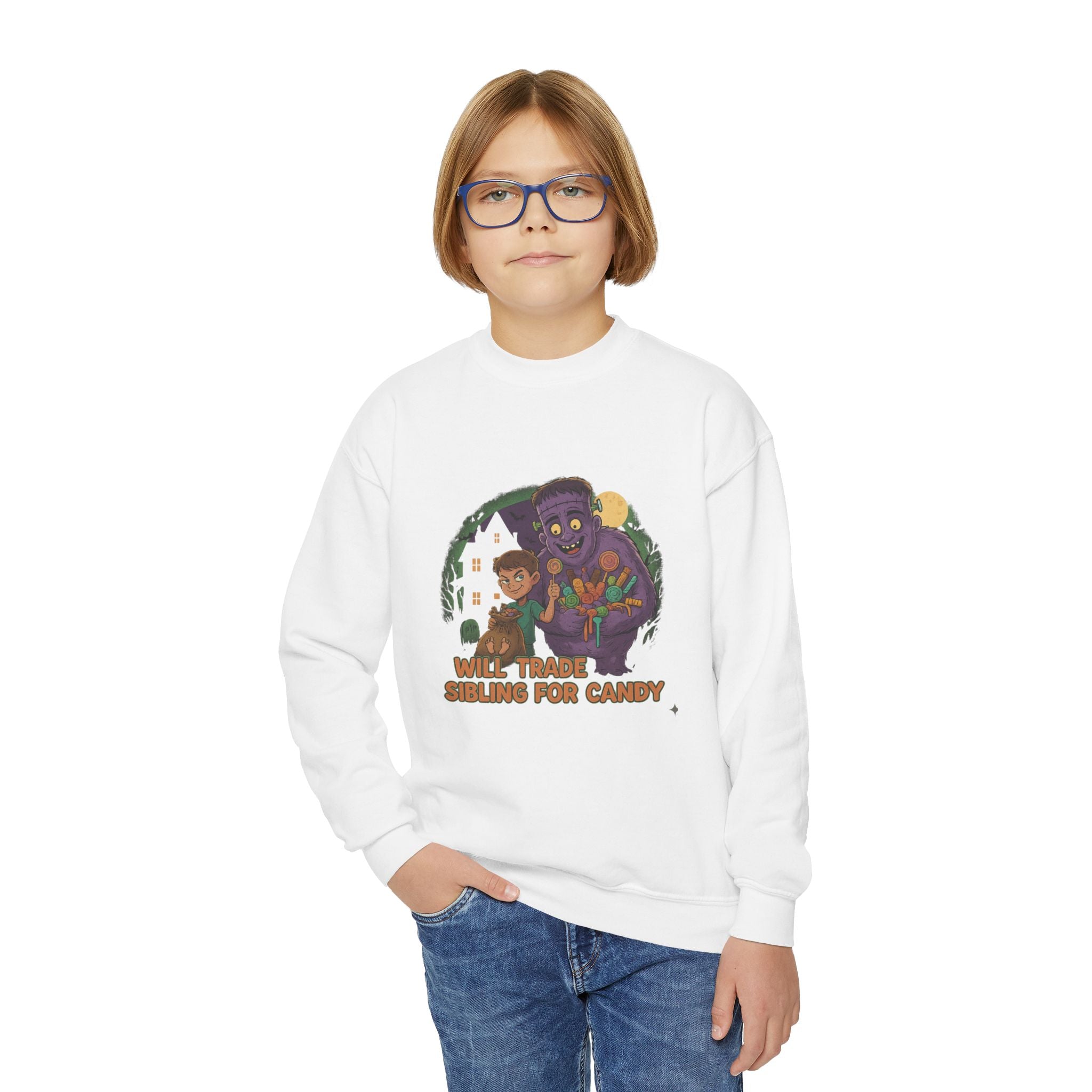 Will Trade Sibling for Candy 1 , Funny Teen Apparel, Cute Sweatshirt, Unique Gift for Kids,