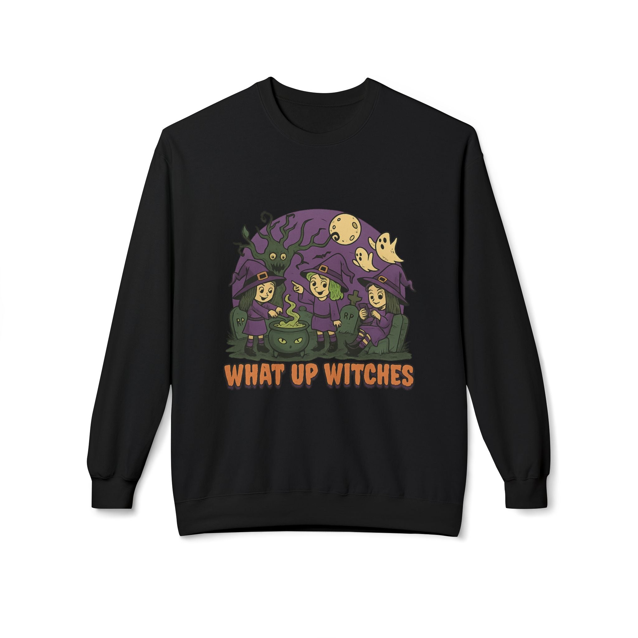 What Up Witches 2.2 - Crewneck Unisex Sweatshirt - Cozy Halloween Apparel