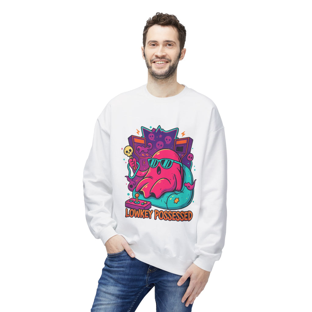 Lowkey Possessed 2 - Crewneck Unisex Sweatshirt - Cozy Halloween Apparel