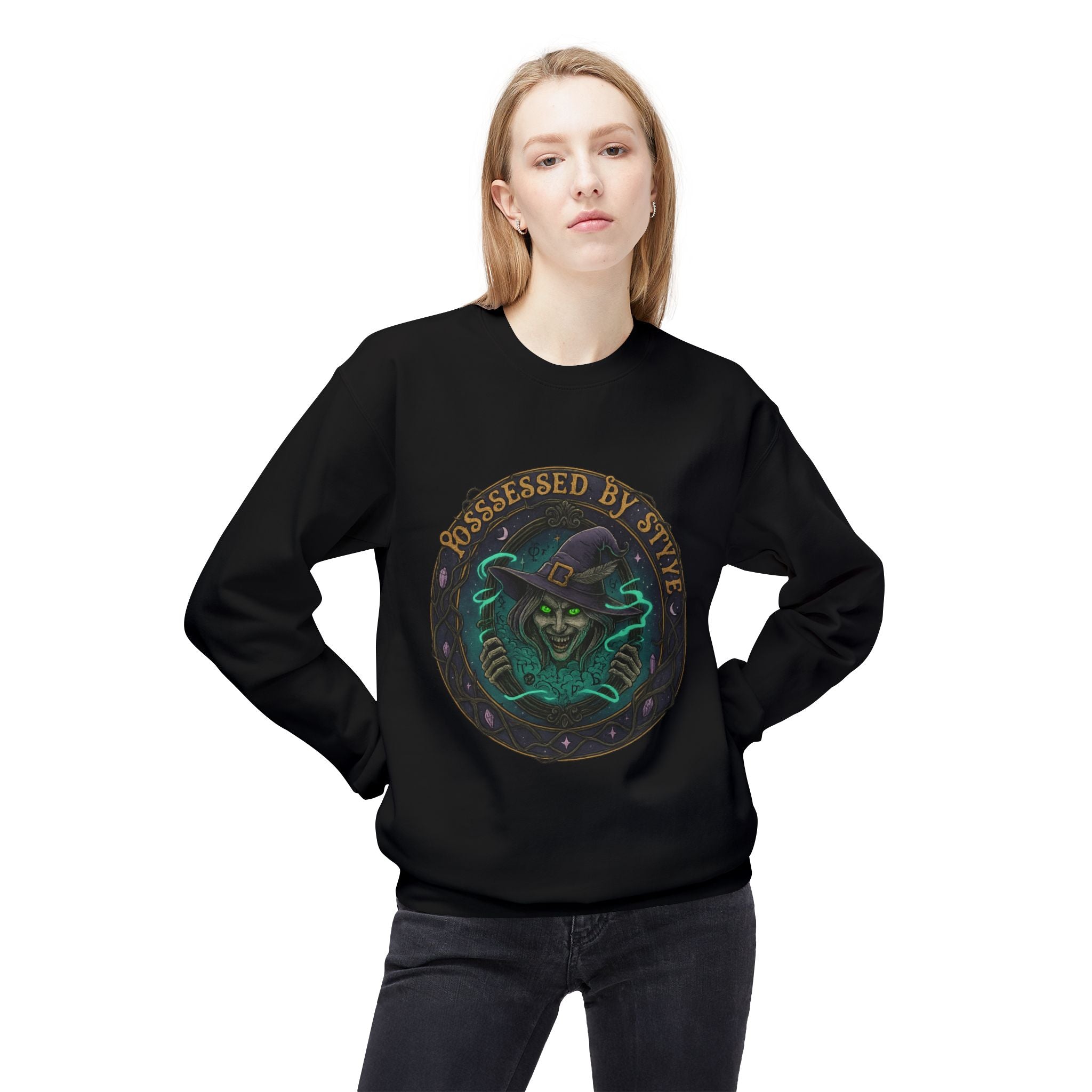 Possessed by Style 3 - Crewneck Unisex Sweatshirt - Cozy Halloween Apparel