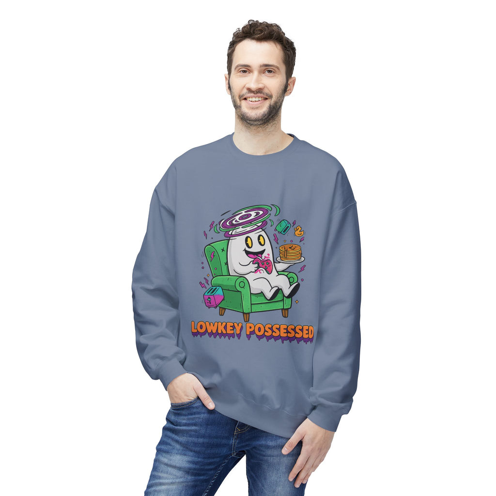 Lowkey Possessed 4 - Crewneck Unisex Sweatshirt - Cozy Halloween Apparel