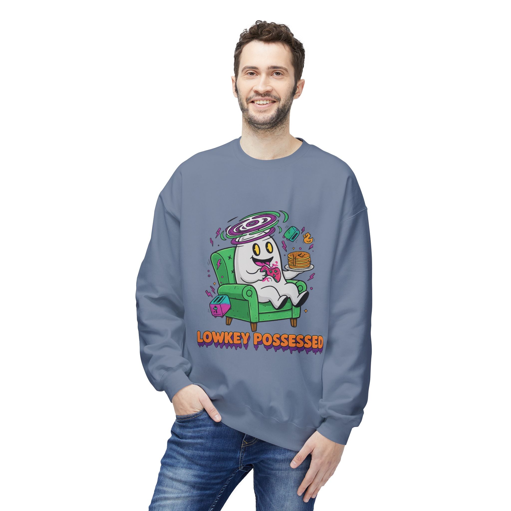 Lowkey Possessed 4 - Crewneck Unisex Sweatshirt - Cozy Halloween Apparel