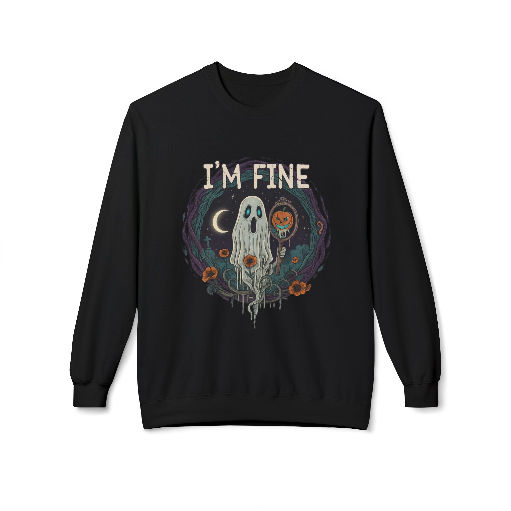 I'm Fine 2 - Crewneck Unisex Sweatshirt - Cozy Halloween Apparel
