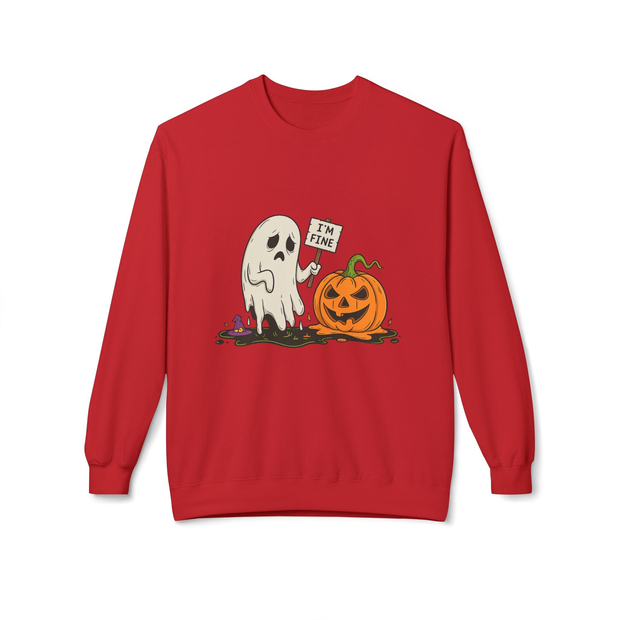 I'm Fine 1 - Crewneck Unisex Sweatshirt - Cozy Halloween Apparel