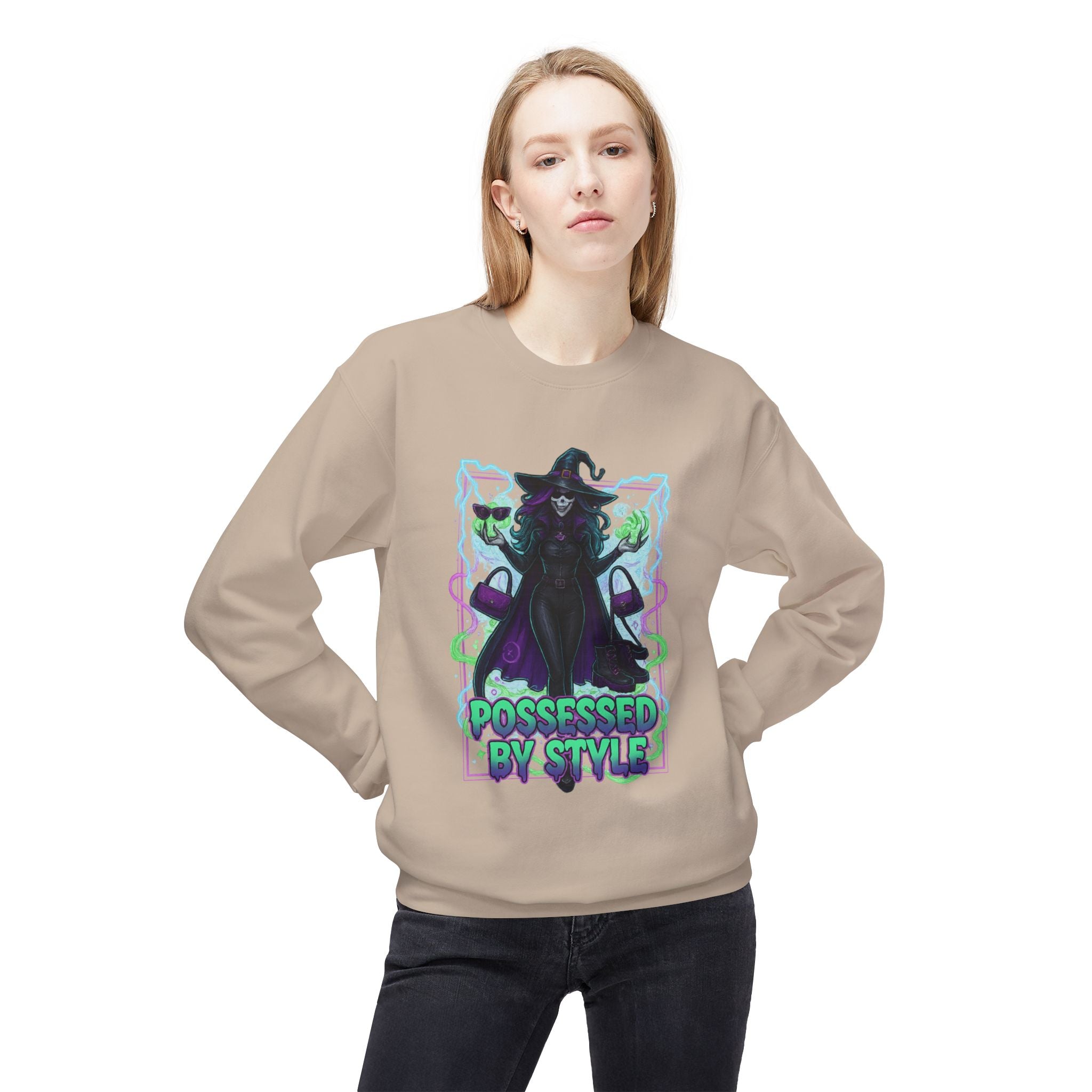 Possessed by Style 4 - Crewneck Unisex Sweatshirt - Cozy Halloween Apparel