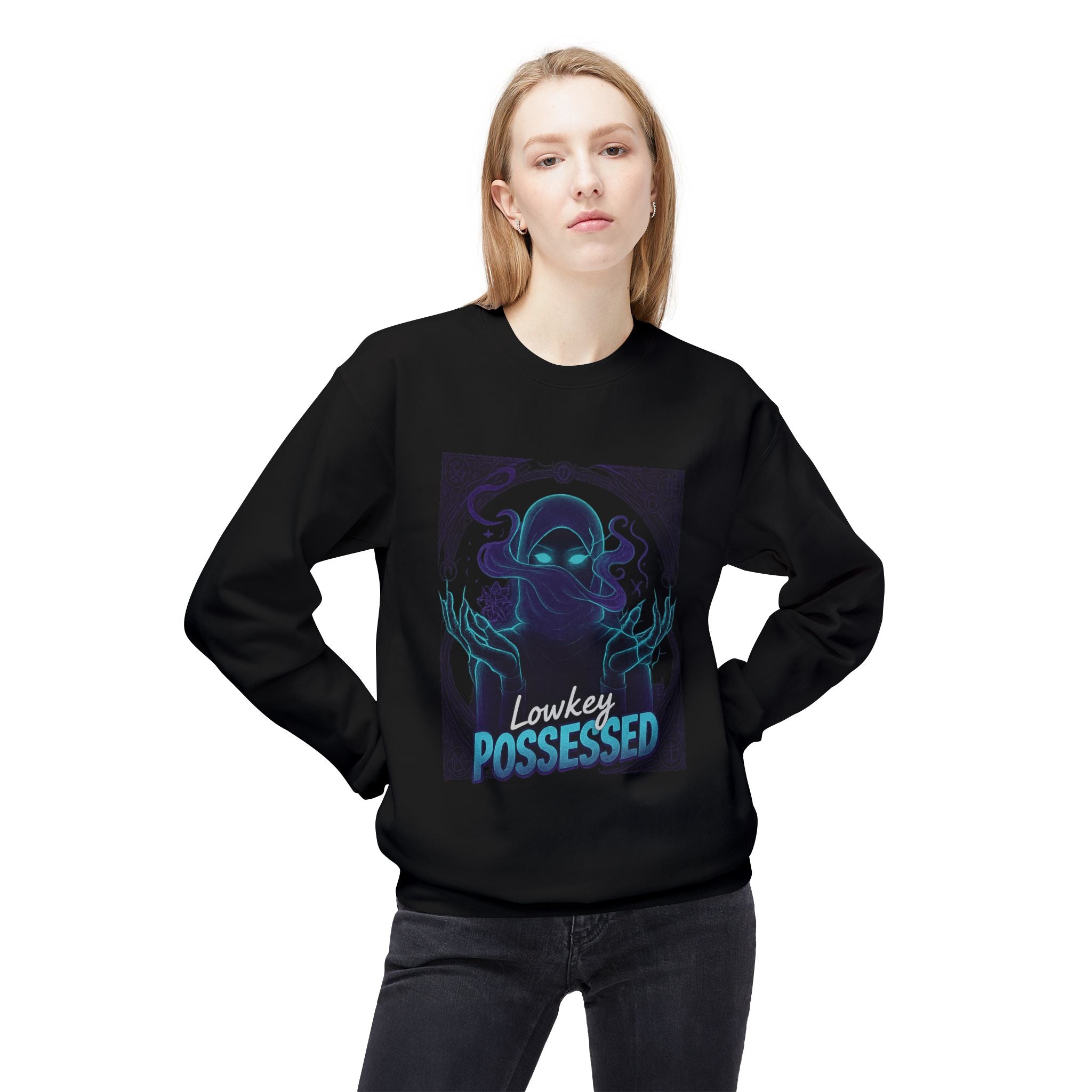 Lowkey Possessed 3 - Crewneck Unisex Sweatshirt - Cozy Halloween Apparel
