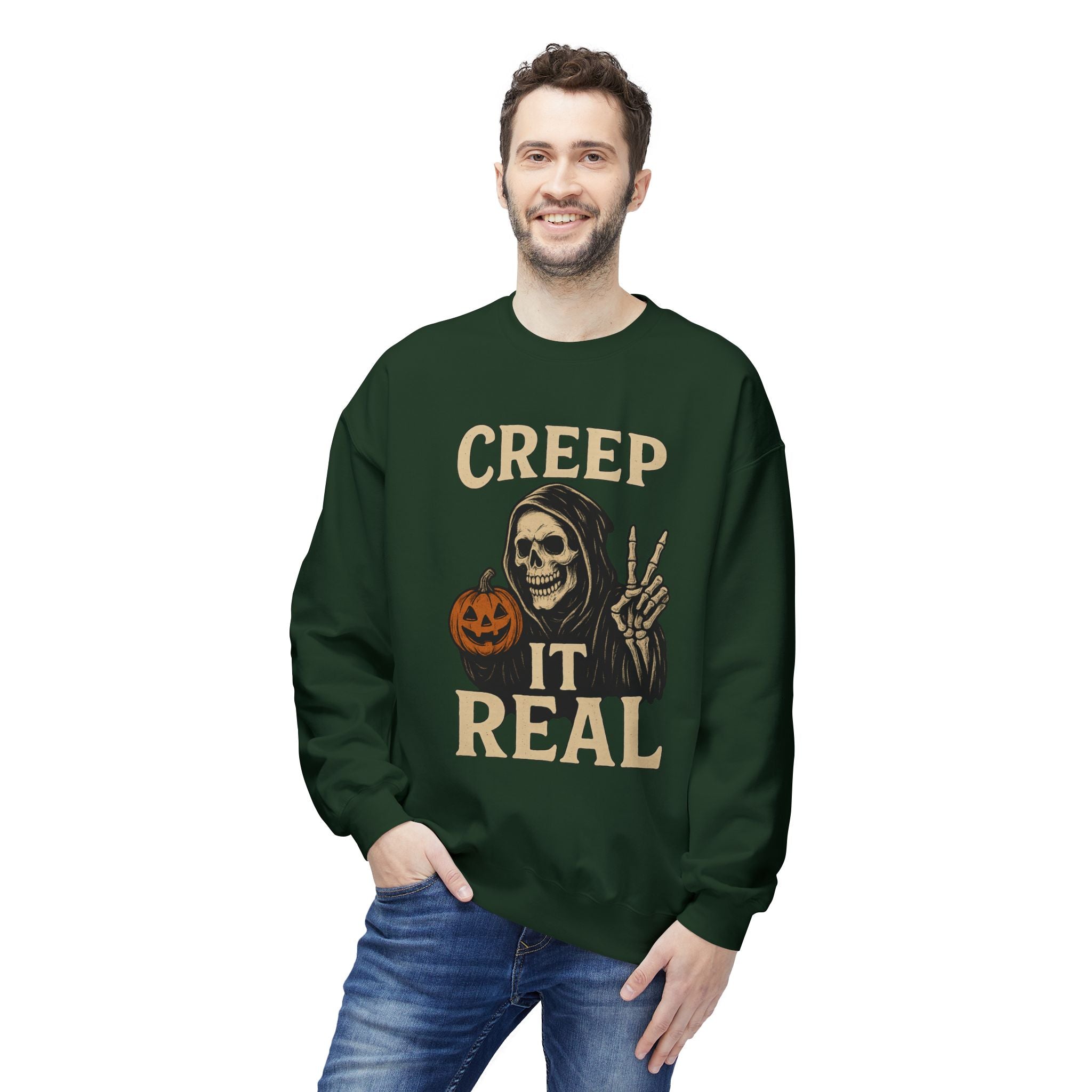 Creep It Real 1 - Crewneck Unisex Sweatshirt - Cozy Halloween Apparel