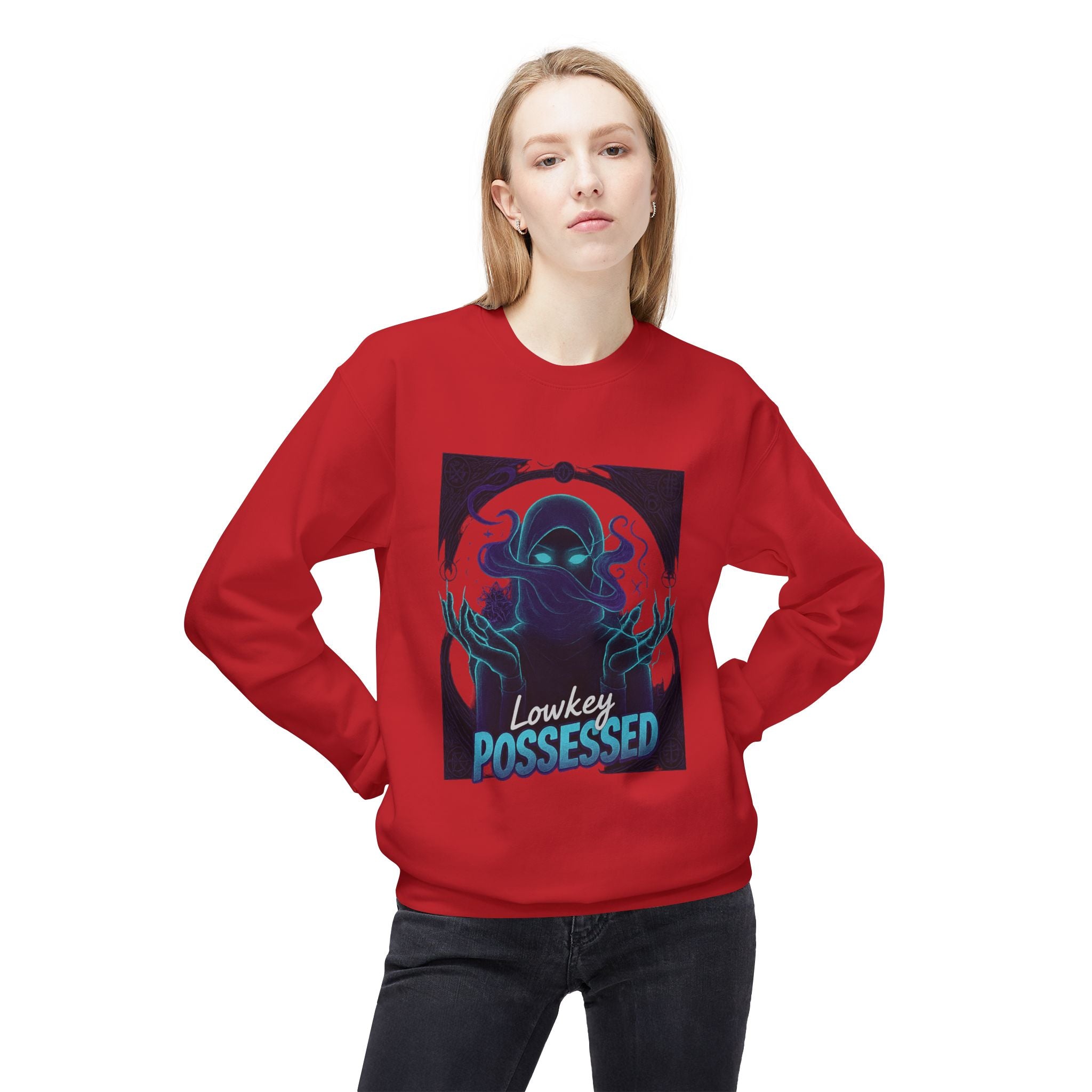 Lowkey Possessed 3 - Crewneck Unisex Sweatshirt - Cozy Halloween Apparel