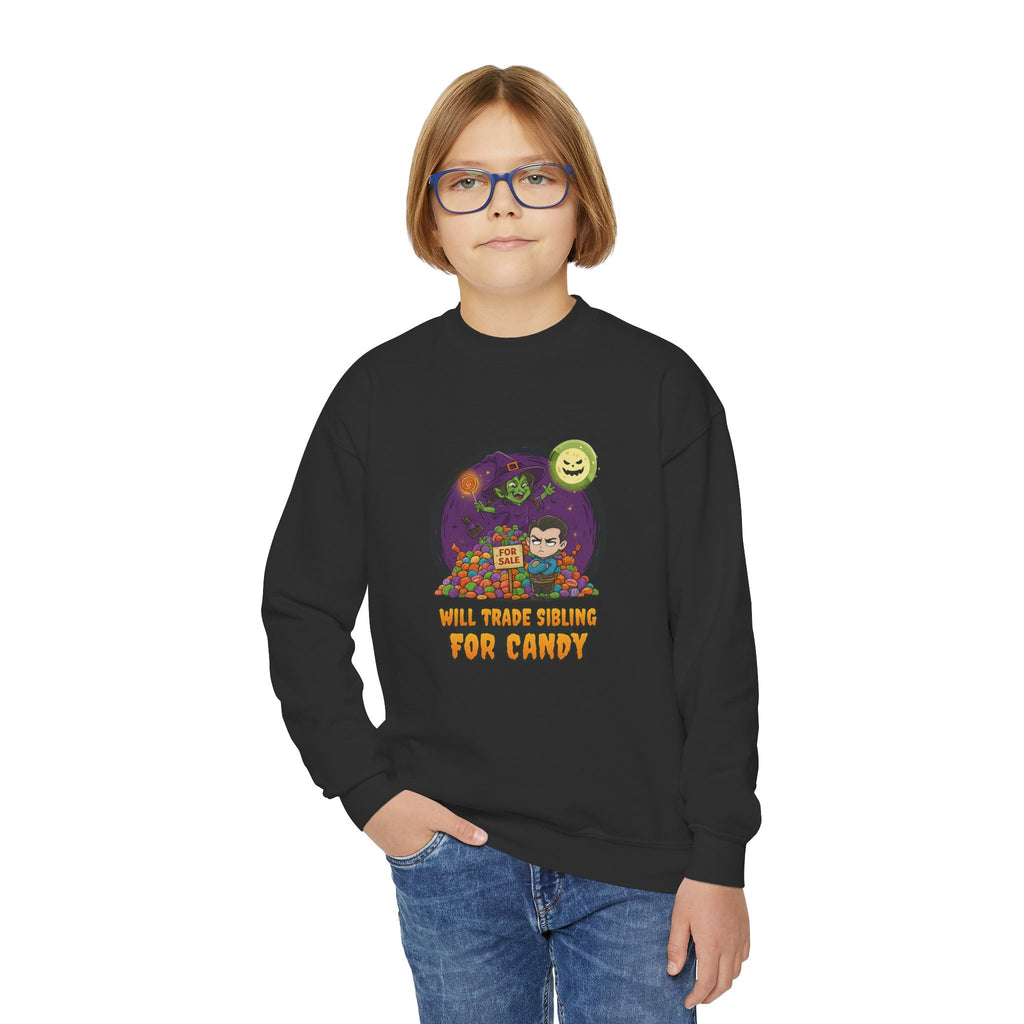 Will Trade Sibling for Candy 2, Fun Halloween Sweatshirt, Cute Kids Sweatshirt