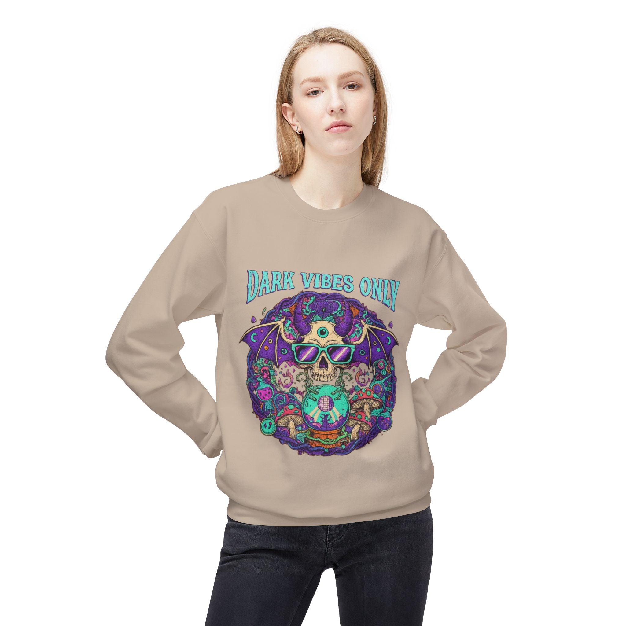 Dark Vibes Only 2 - Crewneck Unisex Sweatshirt - Cozy Halloween Apparel