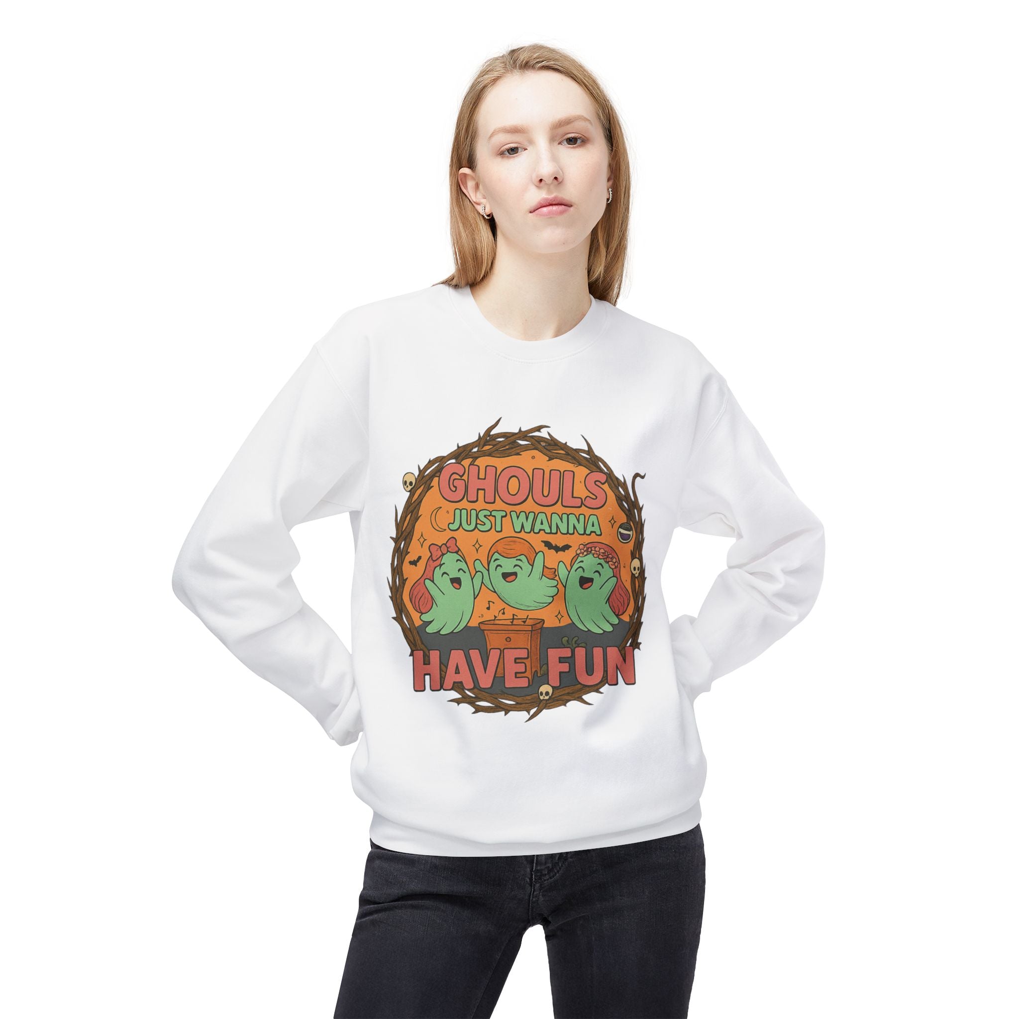 Ghouls Just Wanna Have Fun 2 - Crewneck Unisex Sweatshirt - Cozy Halloween Apparel