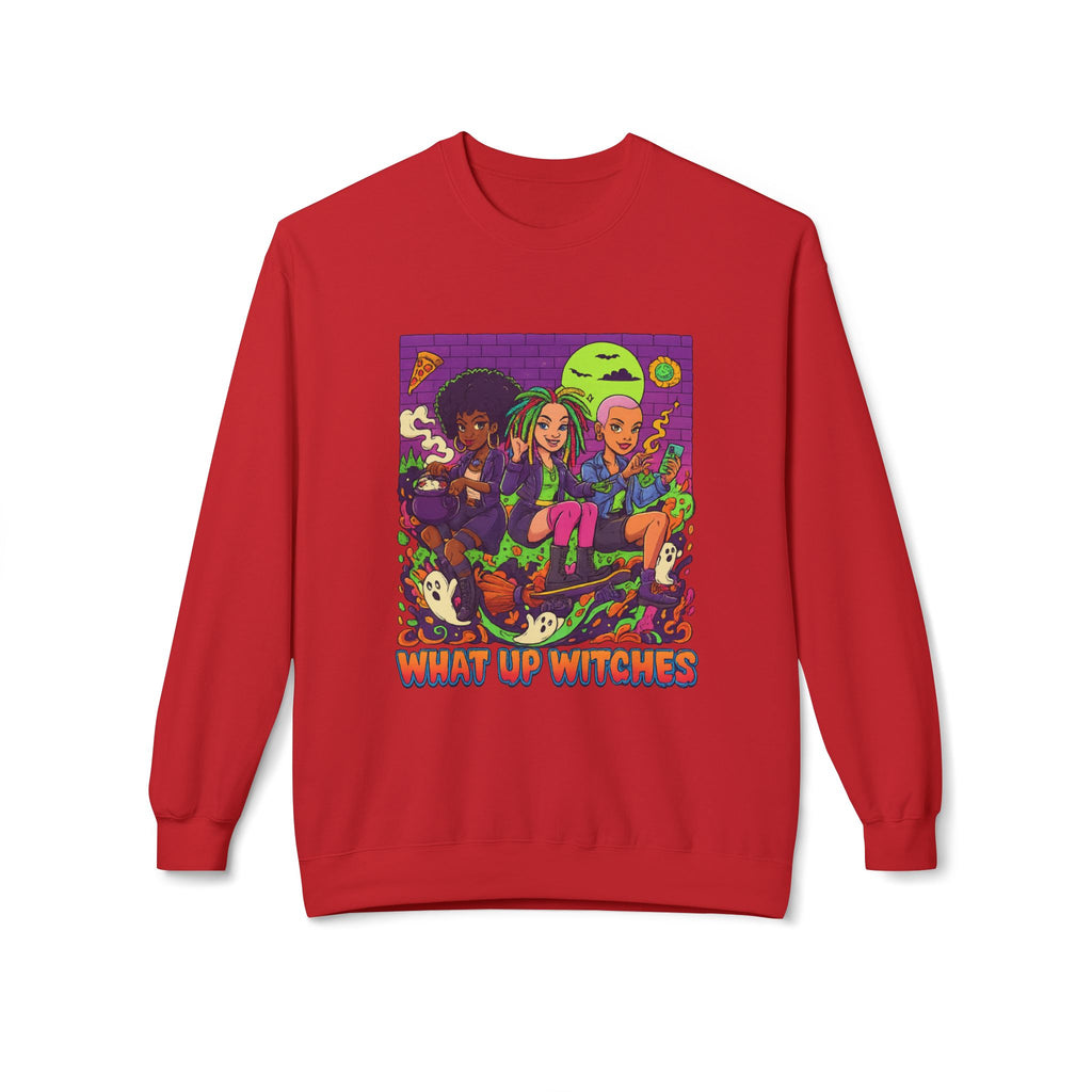 What Up Witches 1 - Crewneck Unisex Sweatshirt - Cozy Halloween Apparel