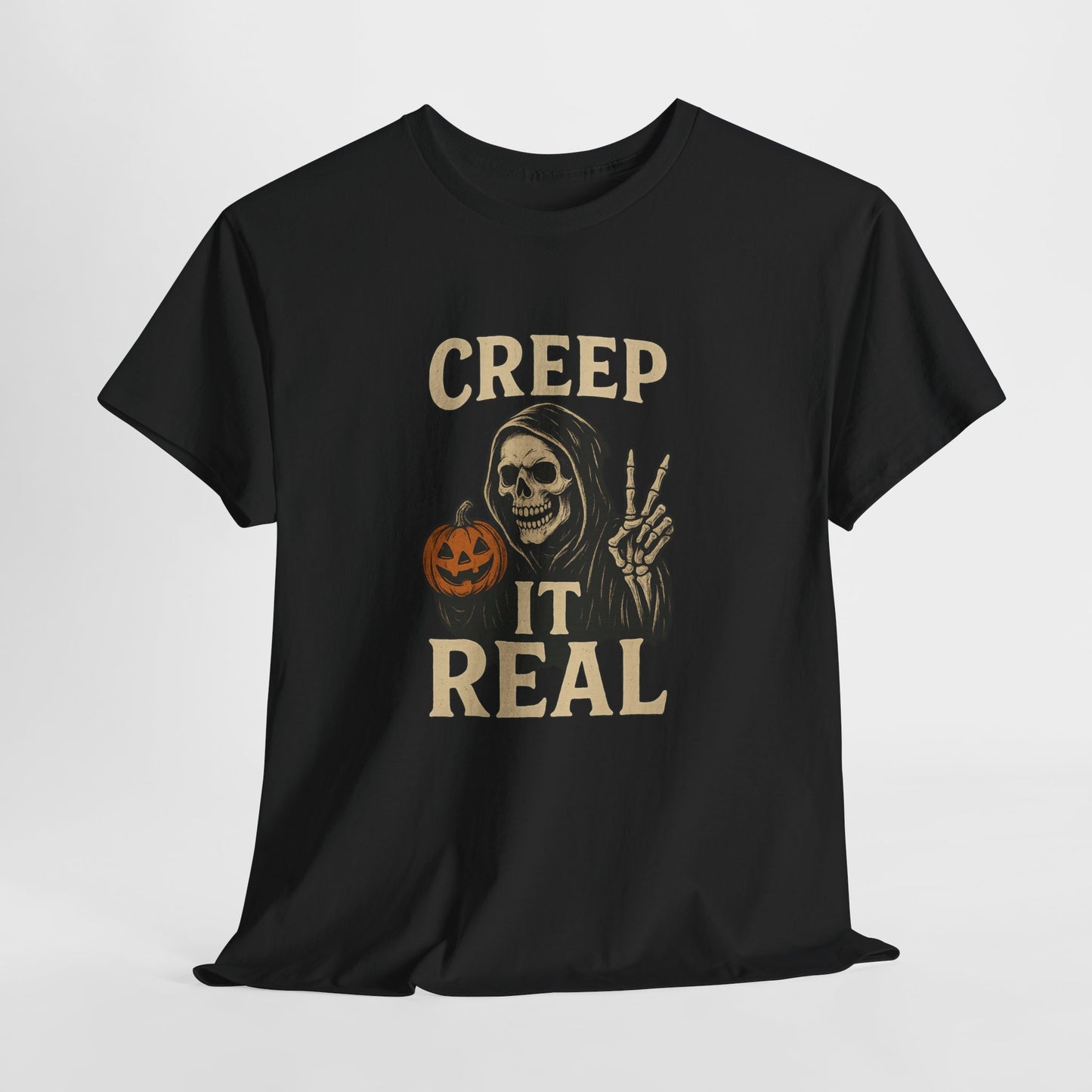 Creep It Real T-Shirt, Halloween Skull Graphic Tee, Unisex Cotton Shirt