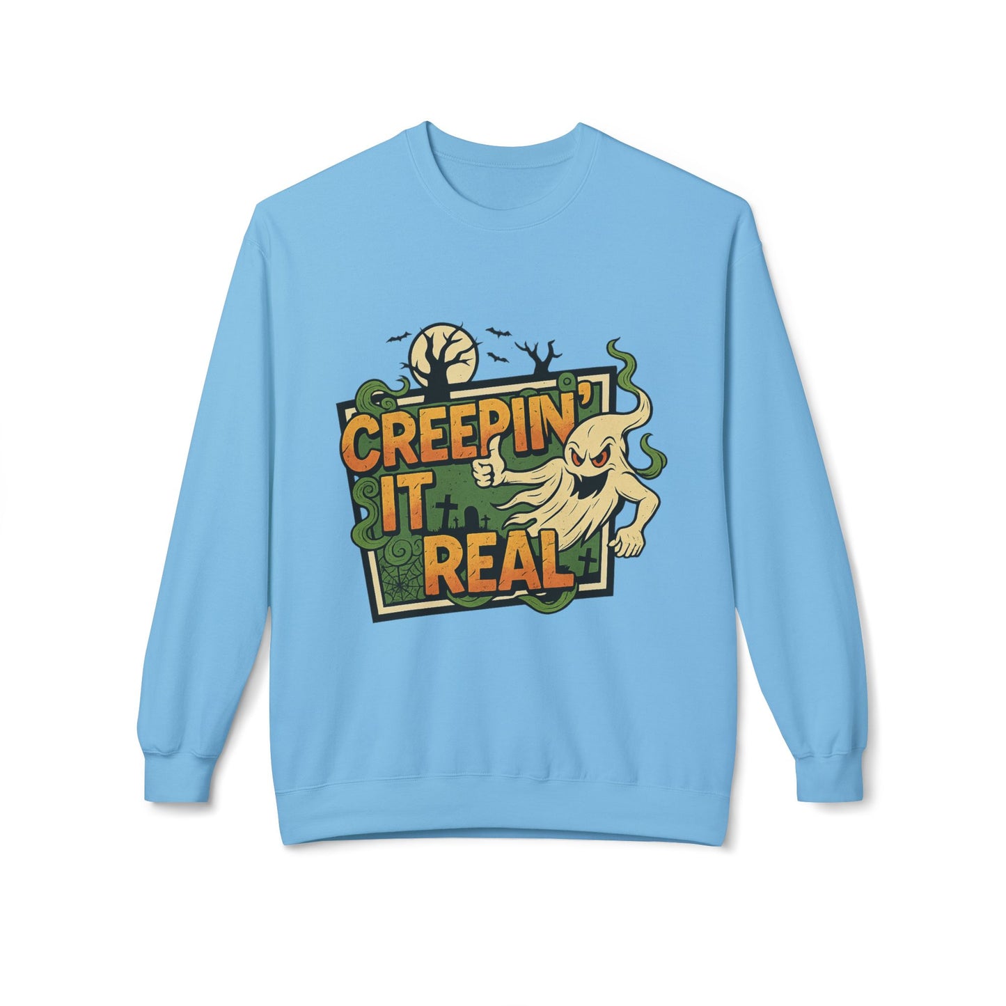 Creepin’ It Real 1- Crewneck Unisex Sweatshirt - Cozy Halloween Apparel