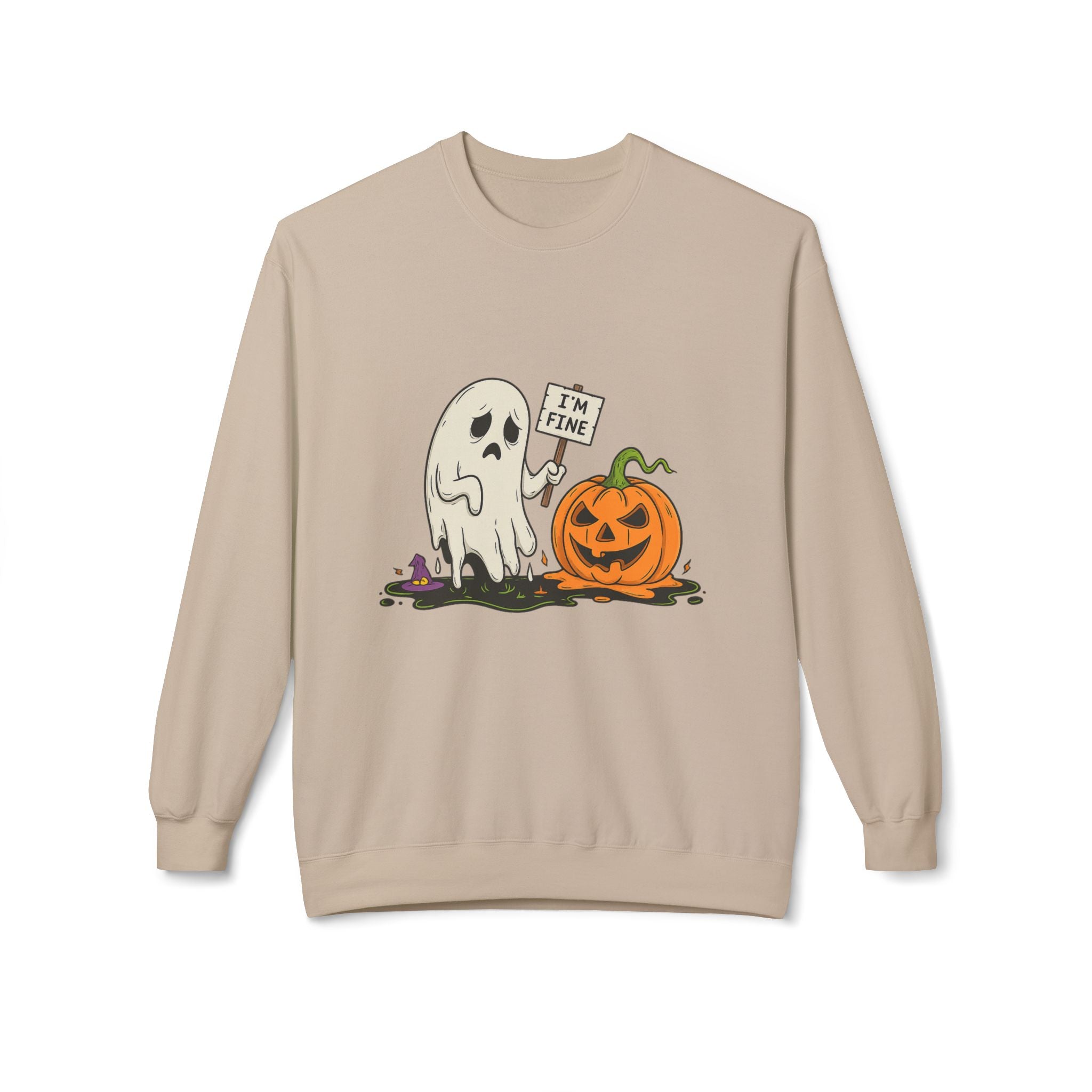 I'm Fine 1 - Crewneck Unisex Sweatshirt - Cozy Halloween Apparel