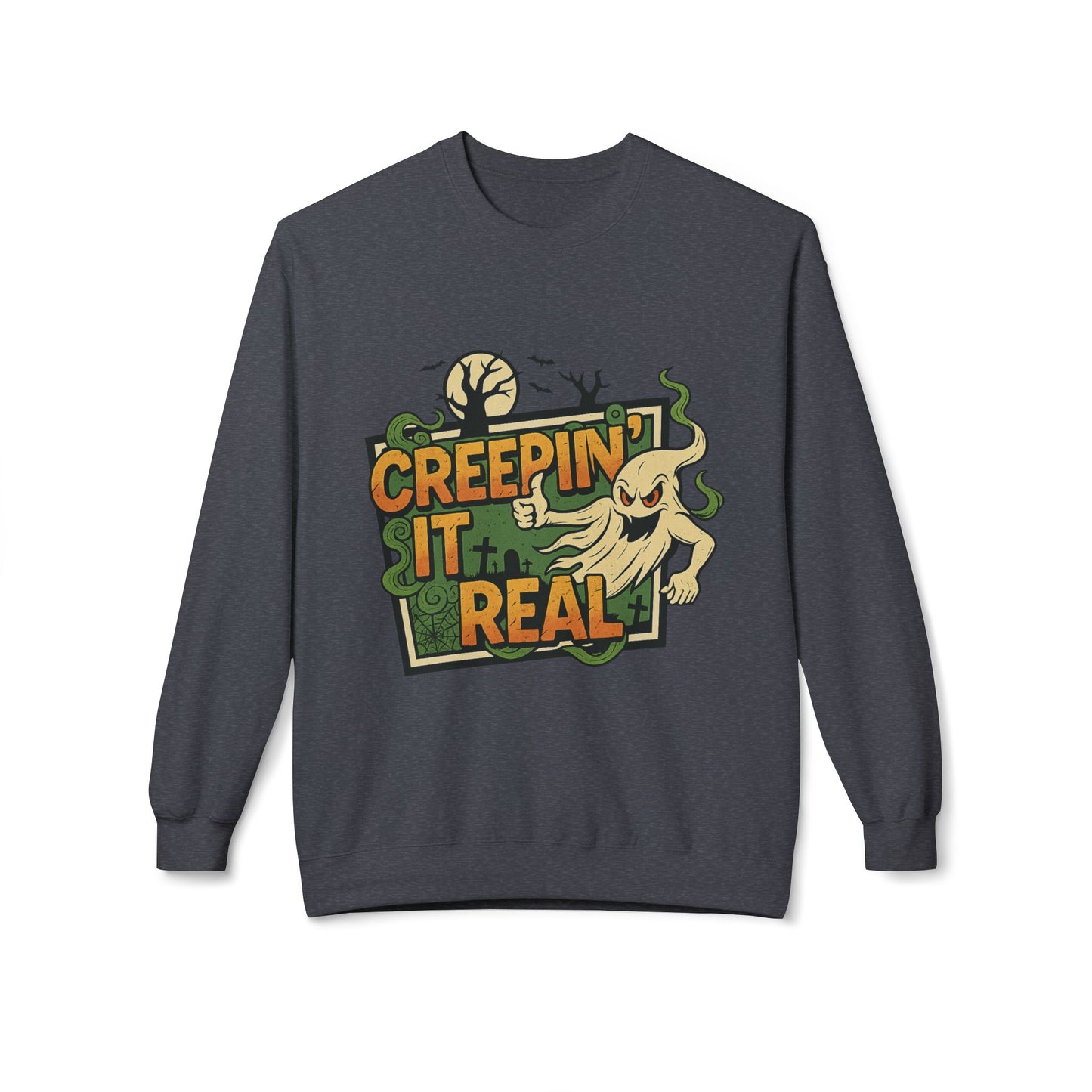 Creepin’ It Real 1- Crewneck Unisex Sweatshirt - Cozy Halloween Apparel