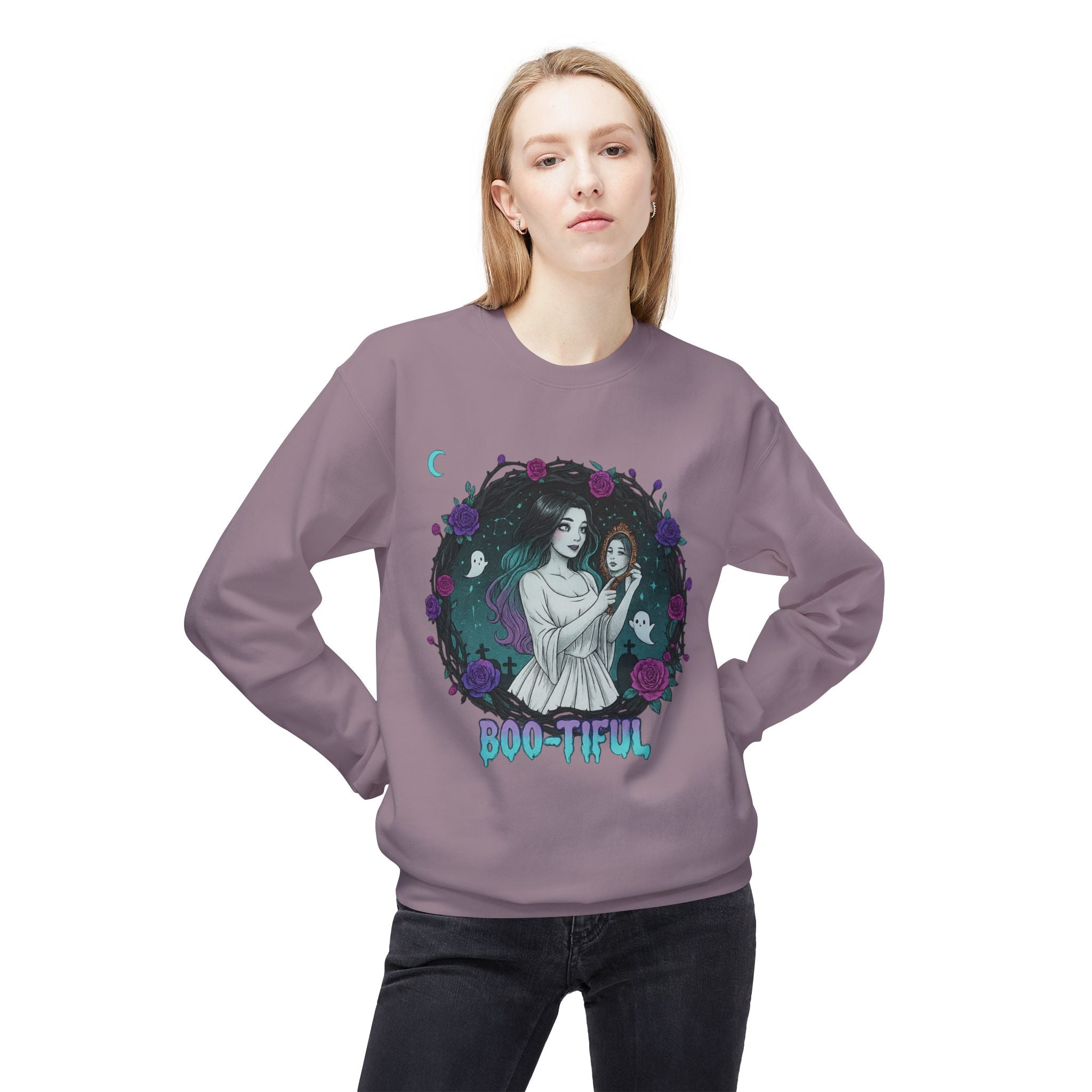 Boo-tiful 4.1 - Gothic Witch Crewneck Unisex Sweatshirt - Cozy Halloween Apparel