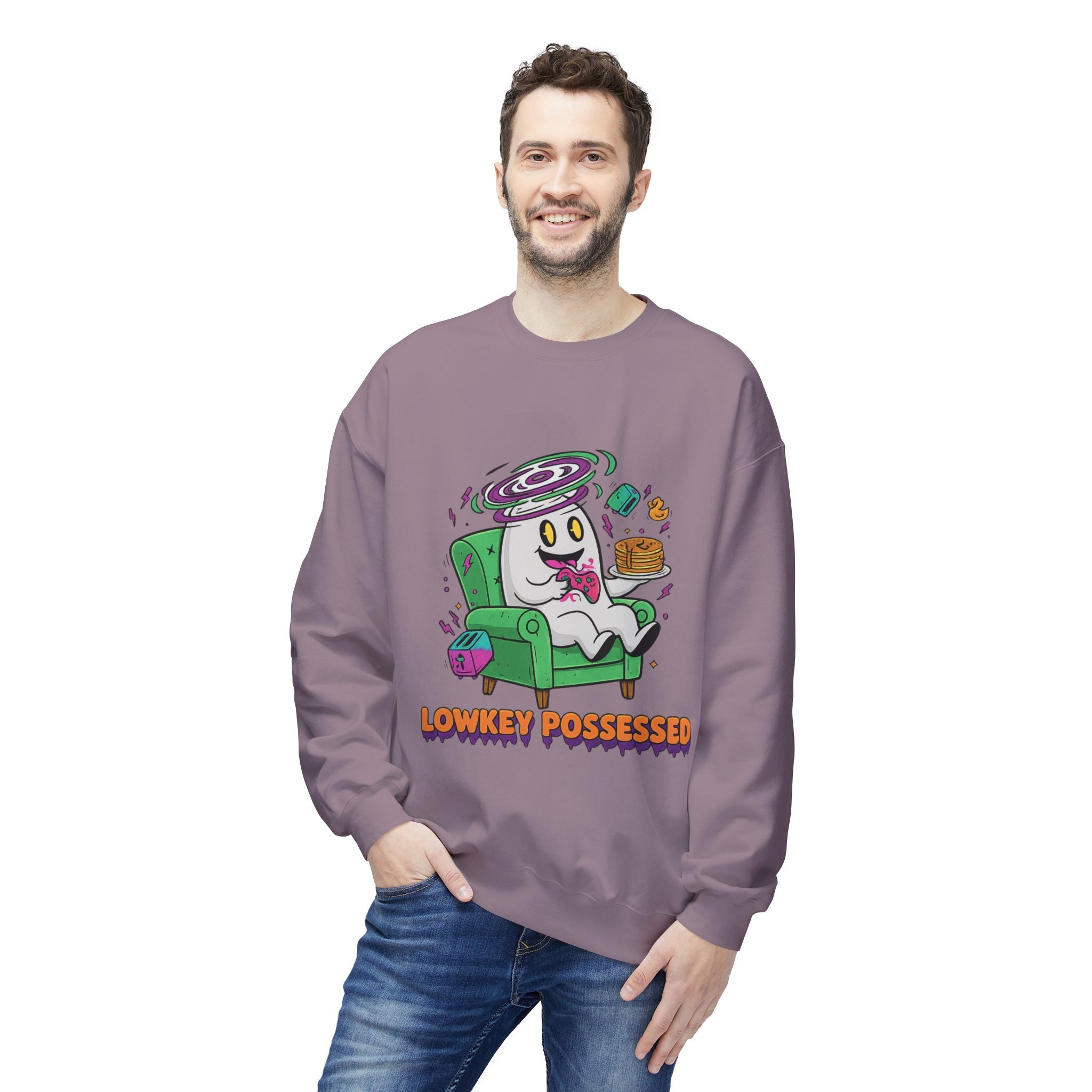 Lowkey Possessed 4 - Crewneck Unisex Sweatshirt - Cozy Halloween Apparel