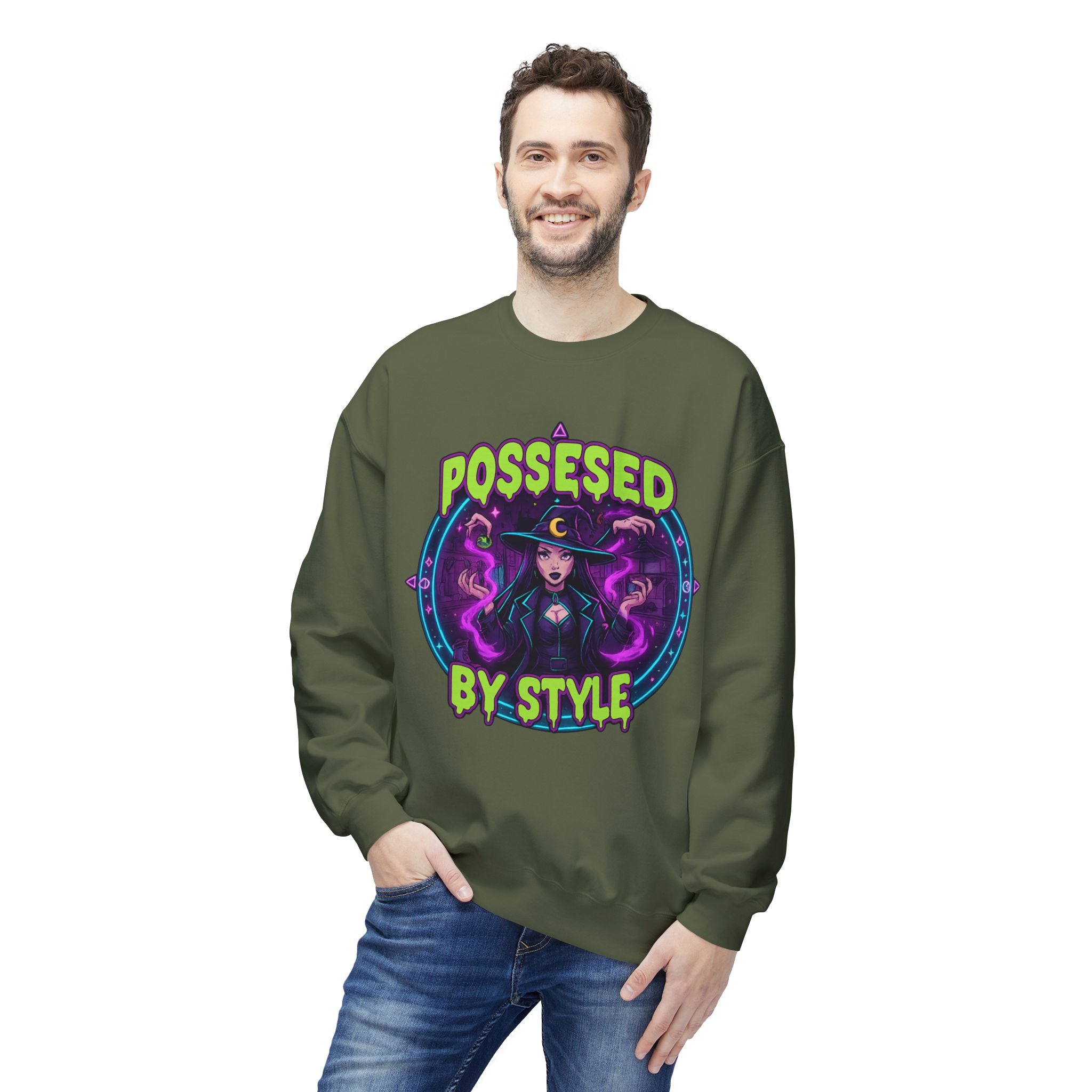 Possessed by Style 2 - Crewneck Unisex Sweatshirt - Cozy Halloween Apparel