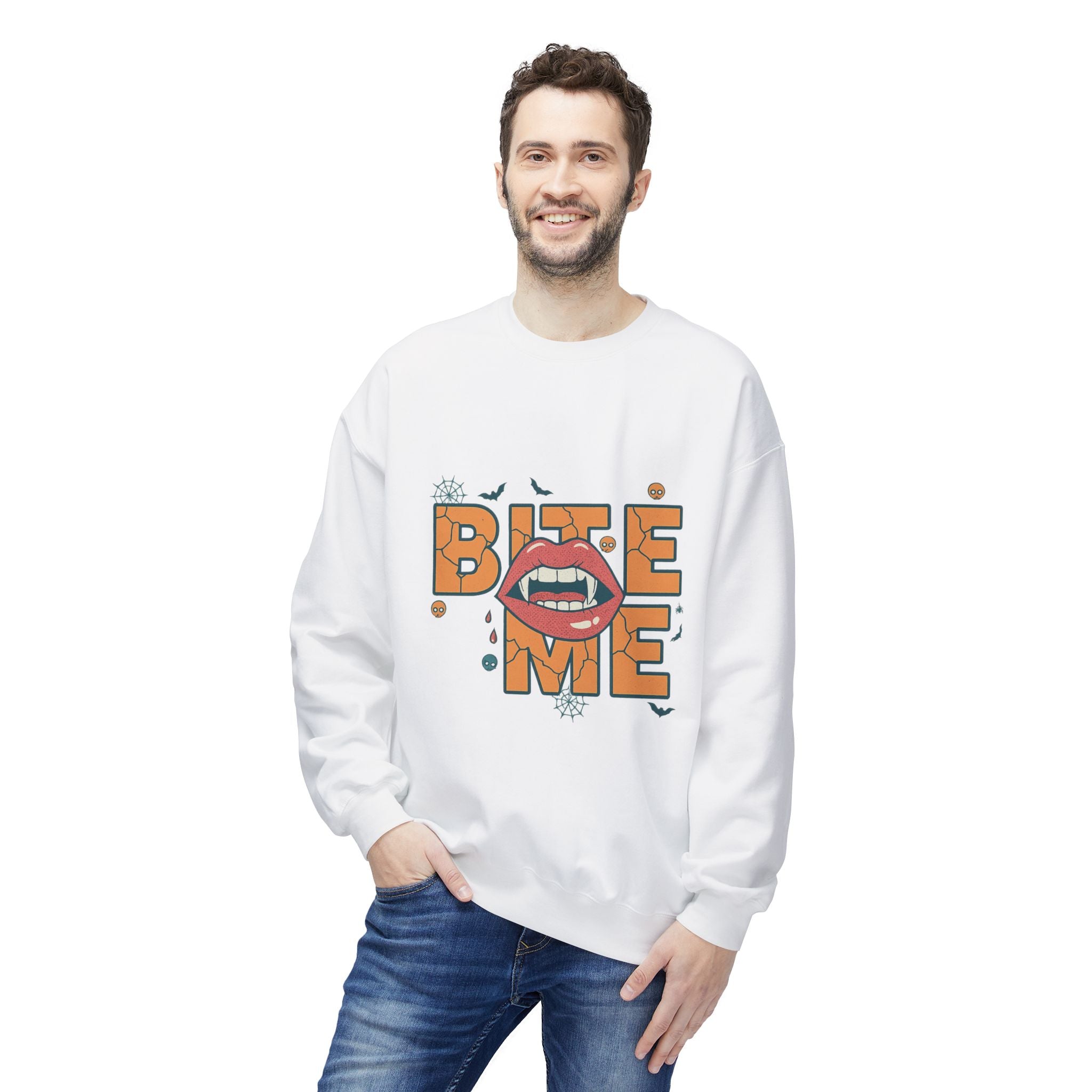 Bite Me 1- Crewneck Unisex Sweatshirt - Cozy Halloween Apparel