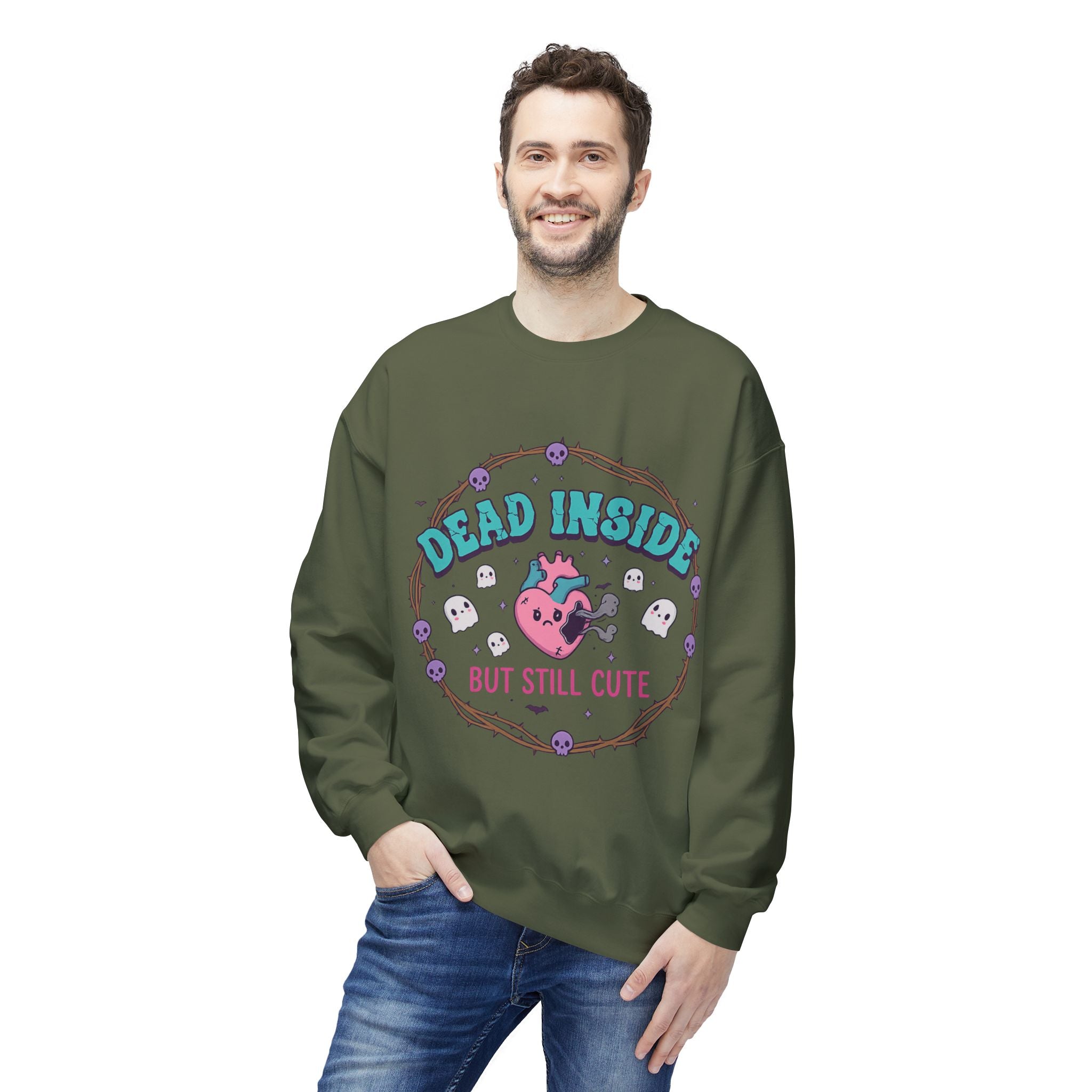 Dead Inside, But Still Cute 1- Crewneck Unisex Sweatshirt - Cozy Halloween Apparel