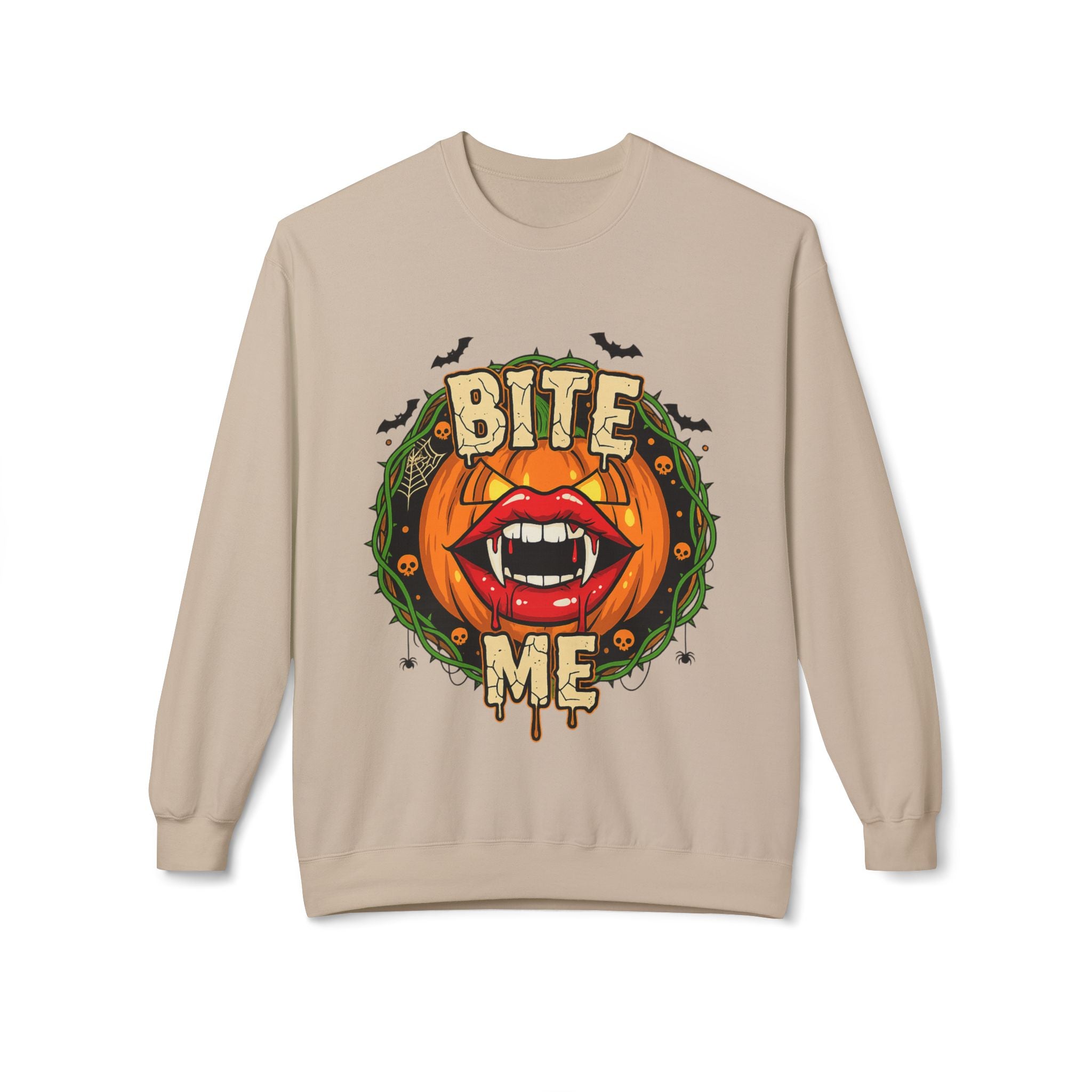Bite Me 1 - Gothic Witch Crewneck Unisex Sweatshirt - Cozy Halloween Apparel