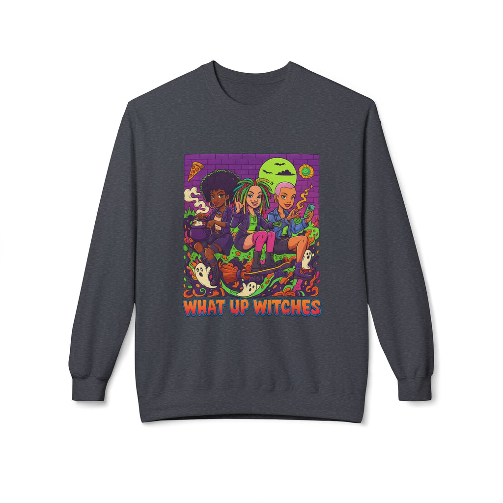 What Up Witches 1 - Crewneck Unisex Sweatshirt - Cozy Halloween Apparel