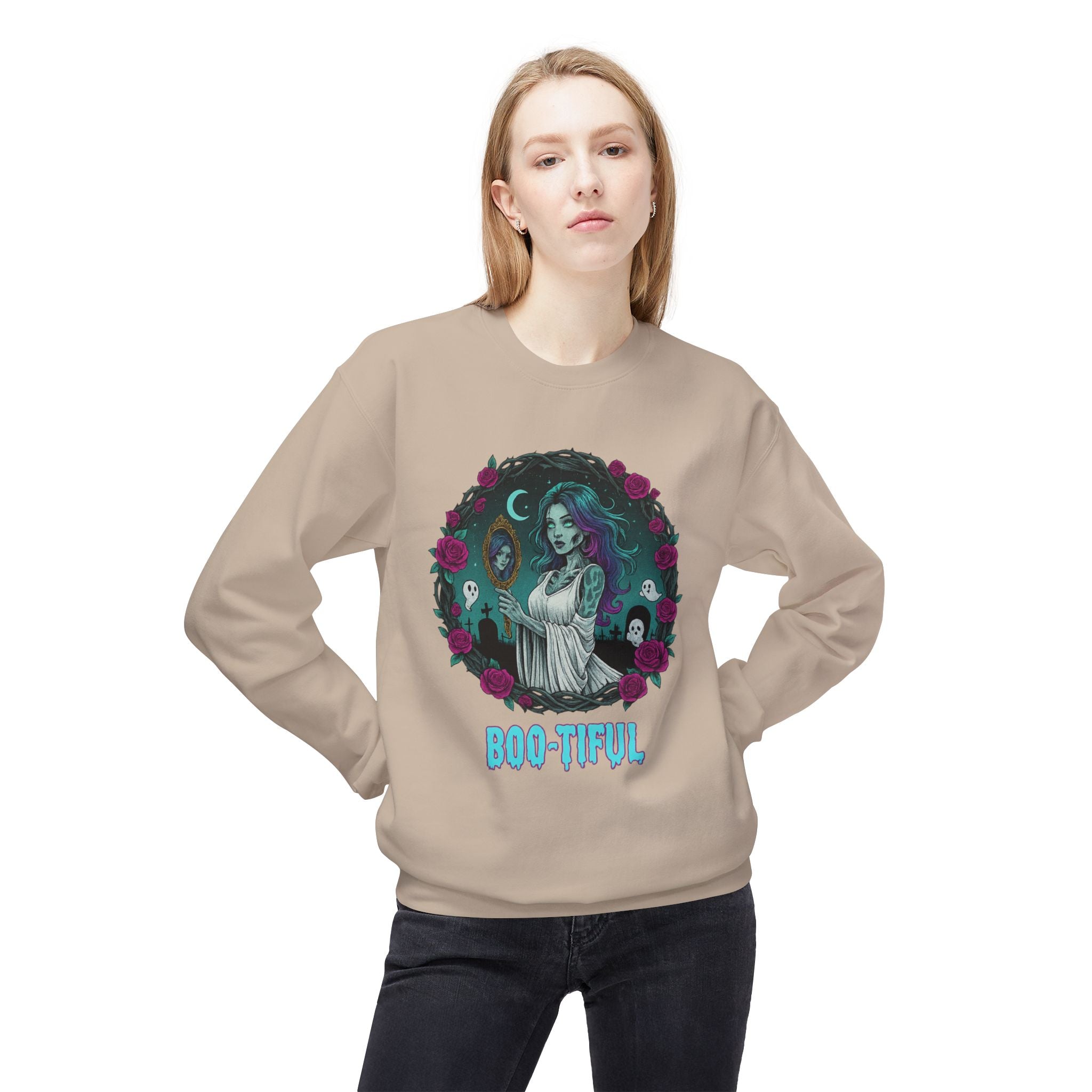 Boo-tiful 4.2- Gothic Witch Crewneck Unisex Sweatshirt - Cozy Halloween Apparel