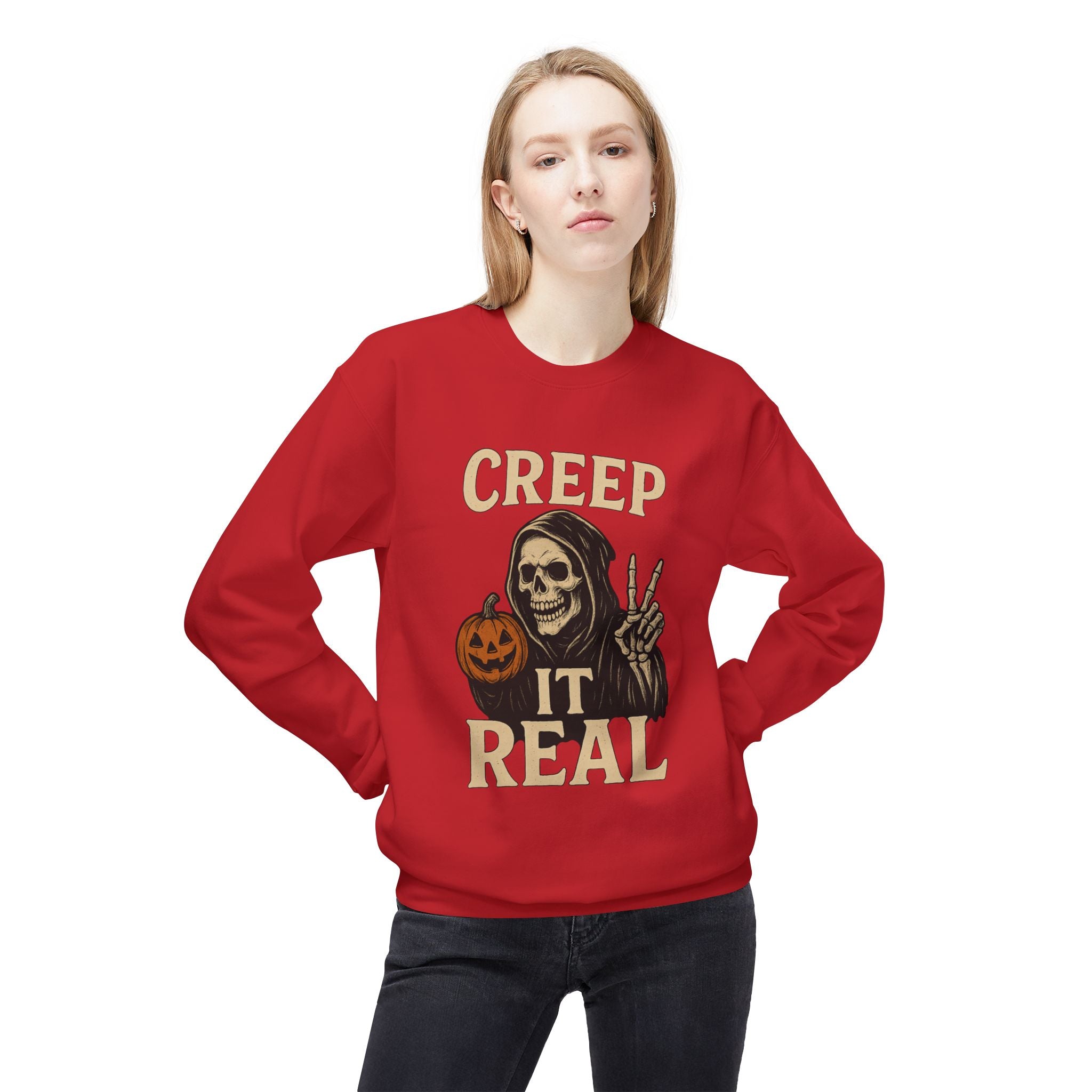 Creep It Real 1 - Crewneck Unisex Sweatshirt - Cozy Halloween Apparel