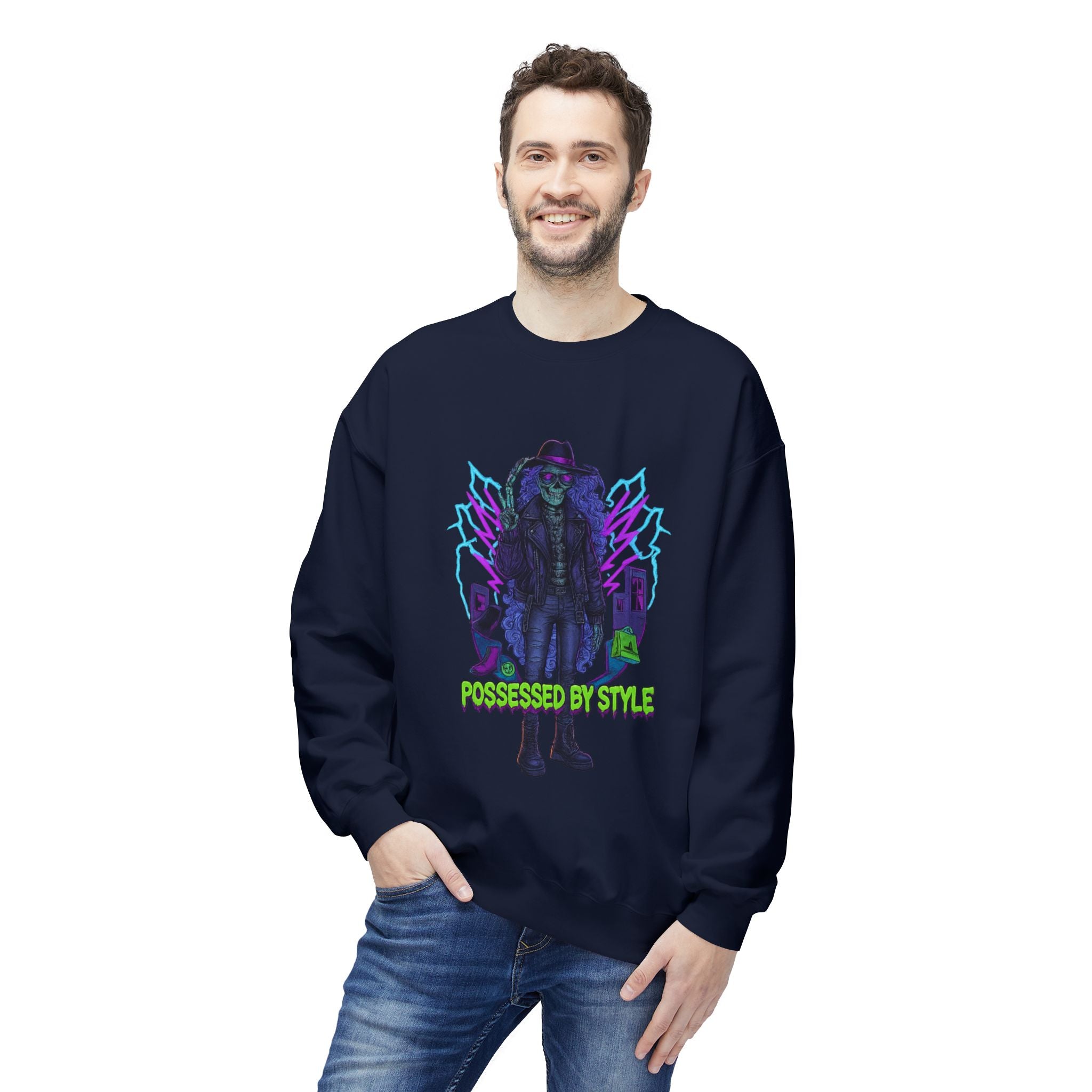 Possessed by Style 1 - Crewneck Unisex Sweatshirt - Cozy Halloween Apparel