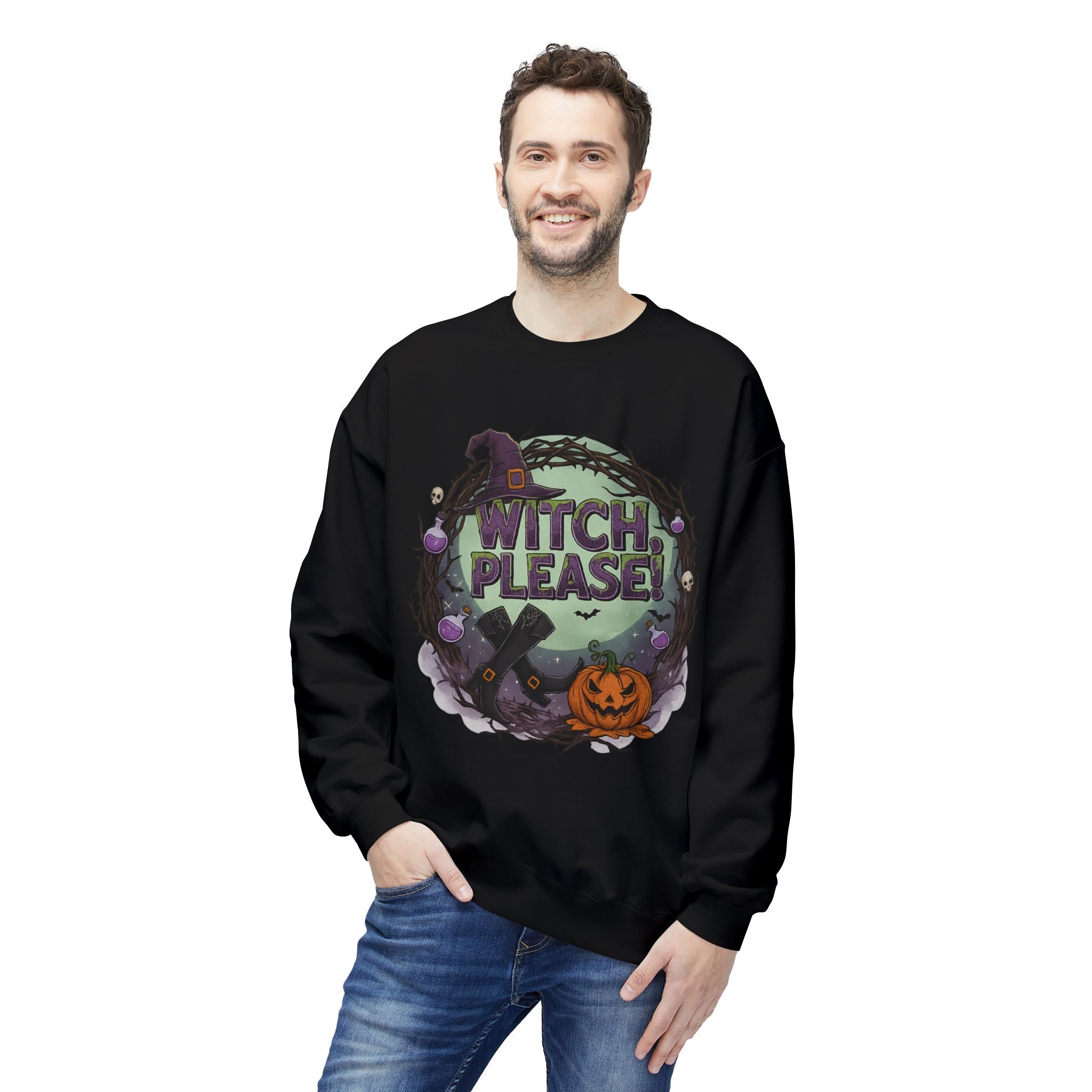 Witch, Please! 1 - Crewneck Unisex Sweatshirt - Cozy Halloween Apparel