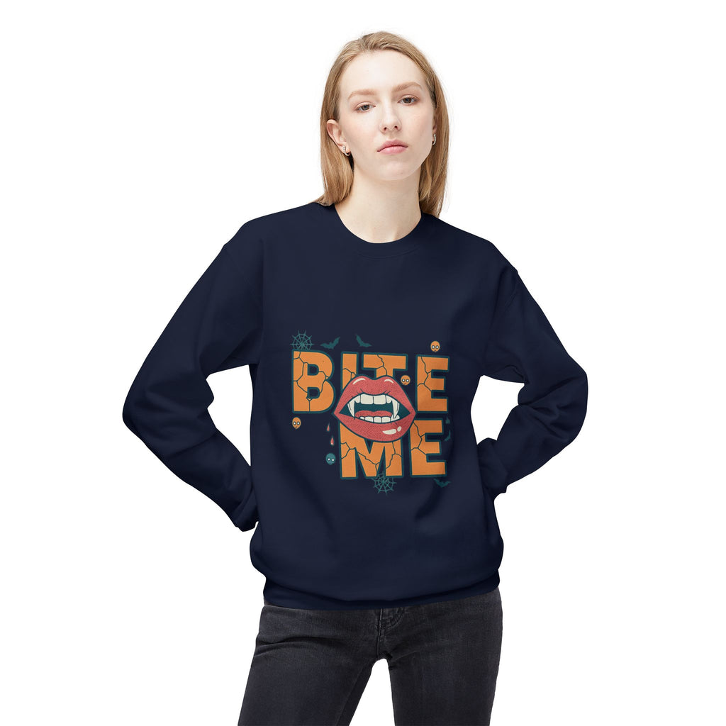 Bite Me 1- Crewneck Unisex Sweatshirt - Cozy Halloween Apparel