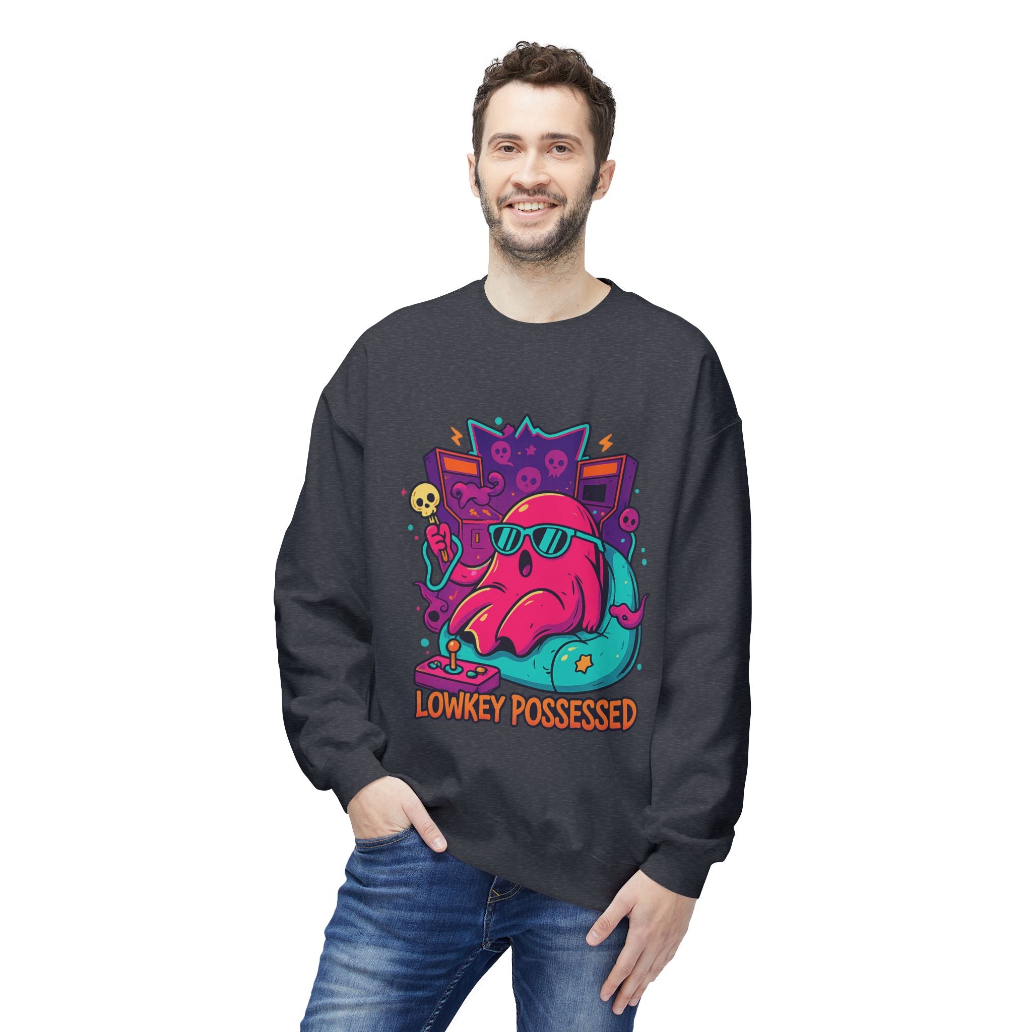 Lowkey Possessed 2 - Crewneck Unisex Sweatshirt - Cozy Halloween Apparel