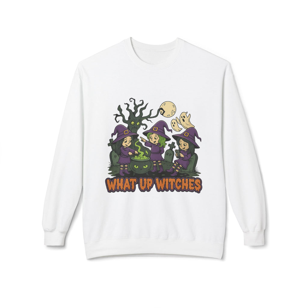What Up Witches 2.1 - Crewneck Unisex Sweatshirt - Cozy Halloween Apparel