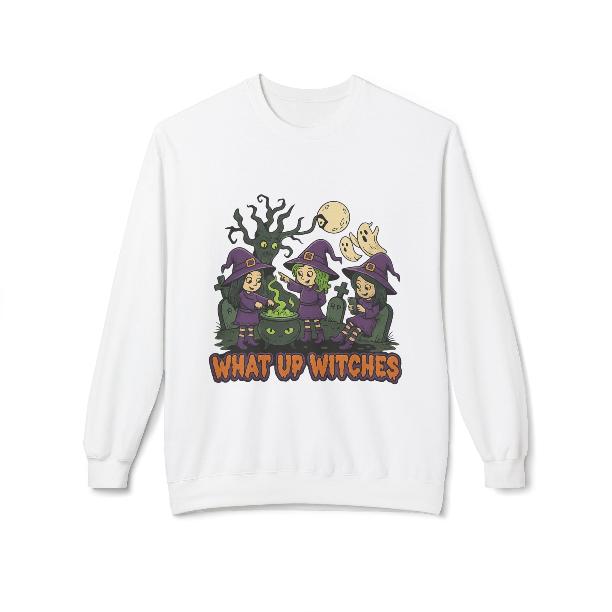 What Up Witches 2.1 - Crewneck Unisex Sweatshirt - Cozy Halloween Apparel
